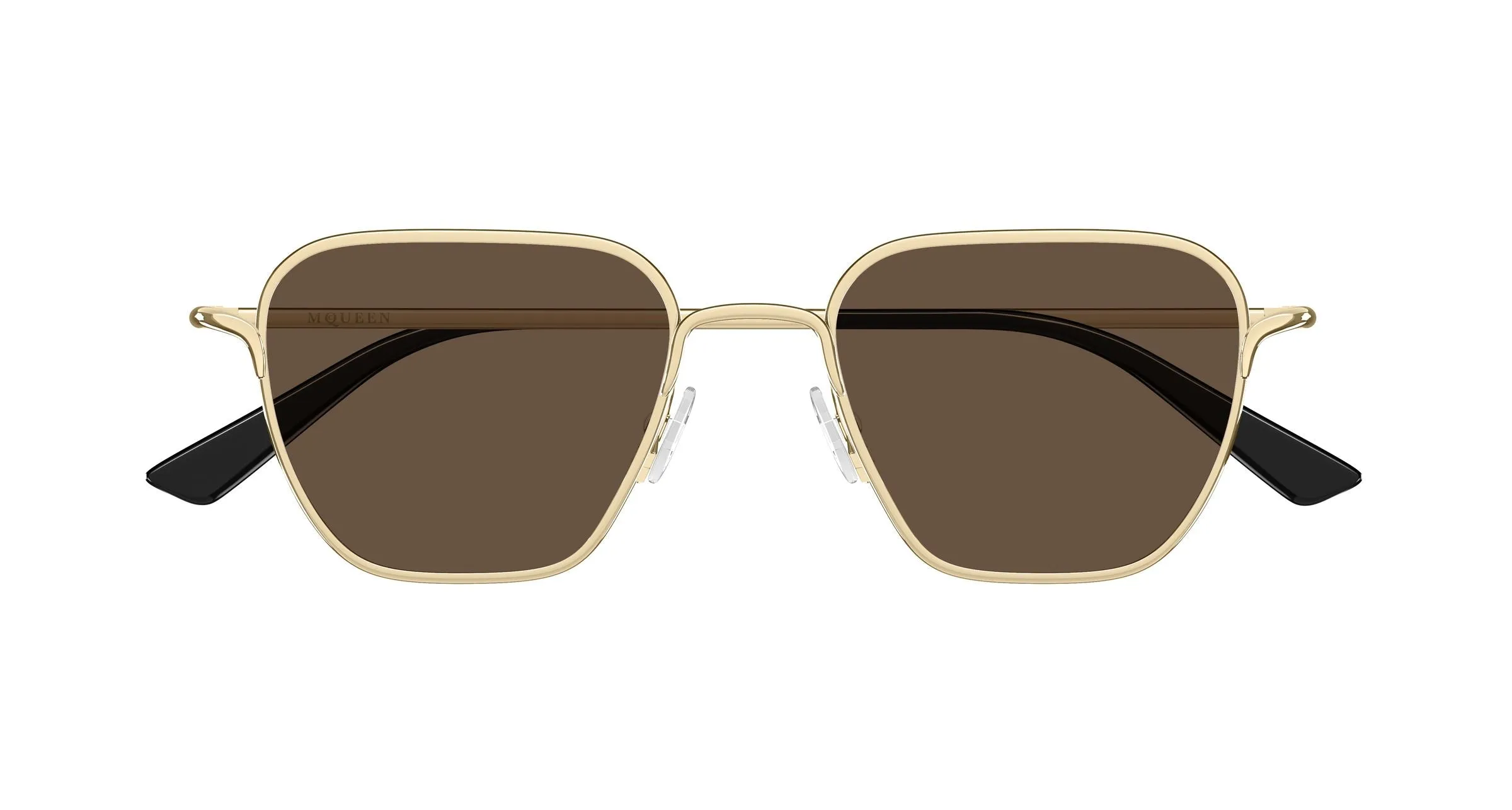 Alexander McQueen AM0561S 002 Occhiali da sole Metallo Oro Marrone Squadrata - immagine 2