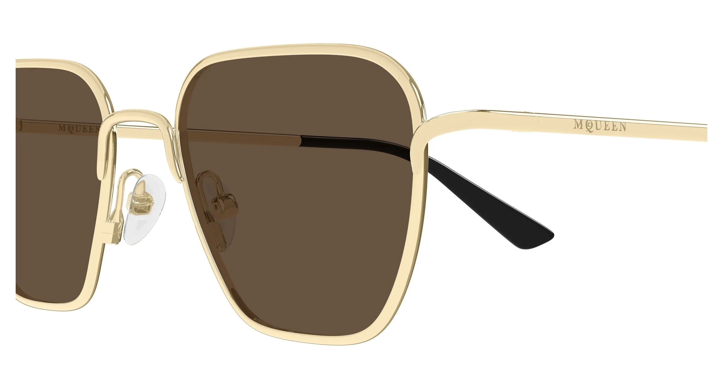 Alexander McQueen AM0561S 002 Occhiali da sole Metallo Oro Marrone Squadrata - immagine 3