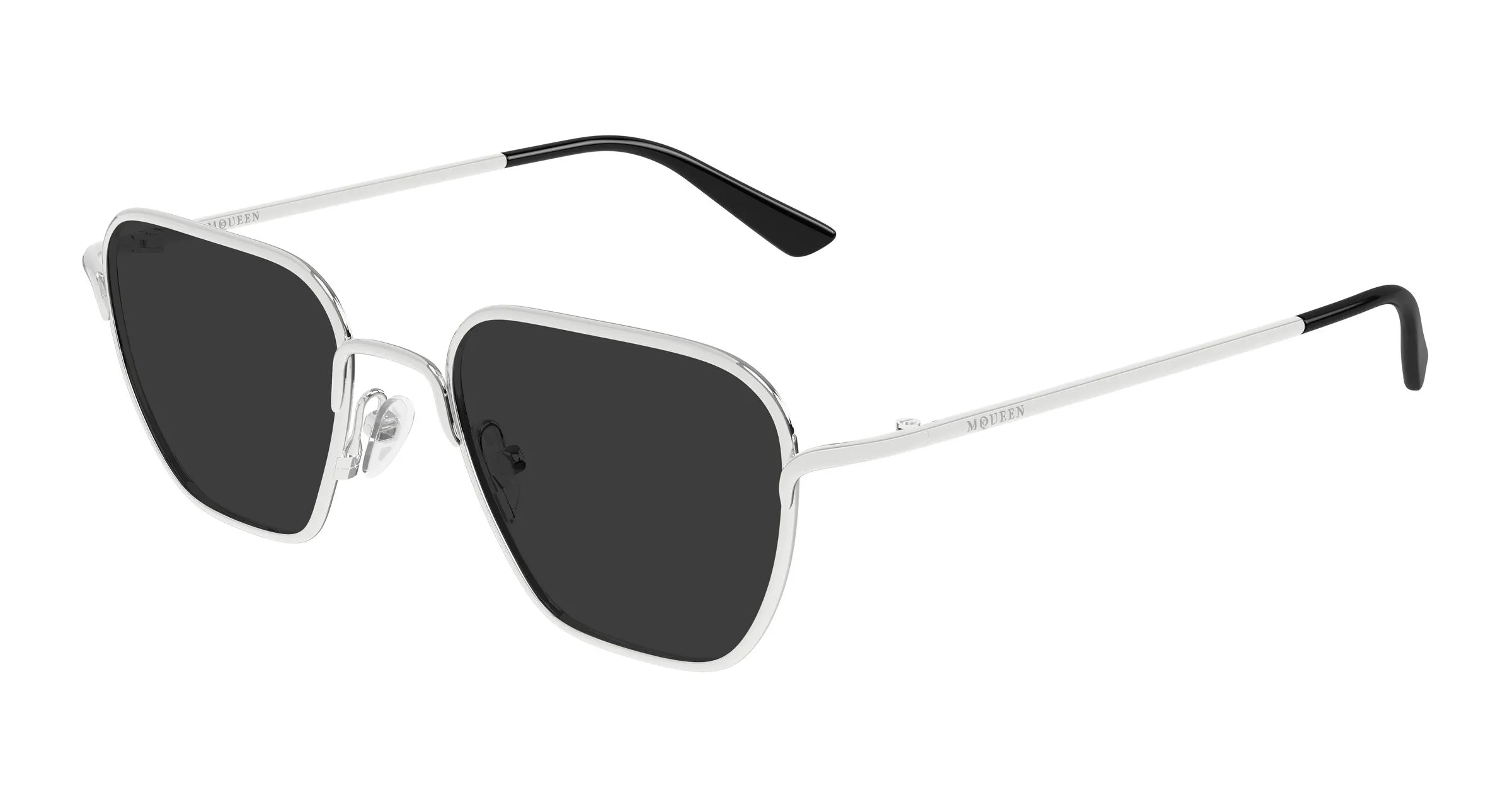 Alexander McQueen AM0561S 001 Occhiali da sole Metallo Argento Grigio Squadrata - immagine 1