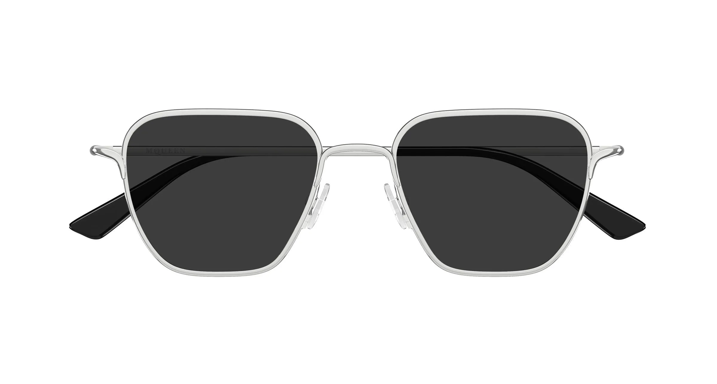 Alexander McQueen AM0561S 001 Occhiali da sole Metallo Argento Grigio Squadrata - immagine 2
