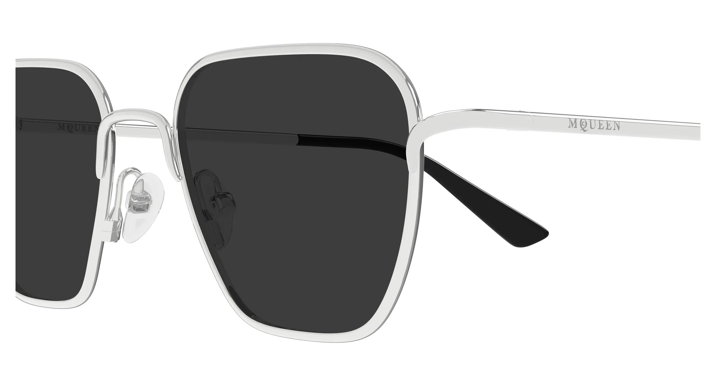 Alexander McQueen AM0561S 001 Occhiali da sole Metallo Argento Grigio Squadrata - immagine 3