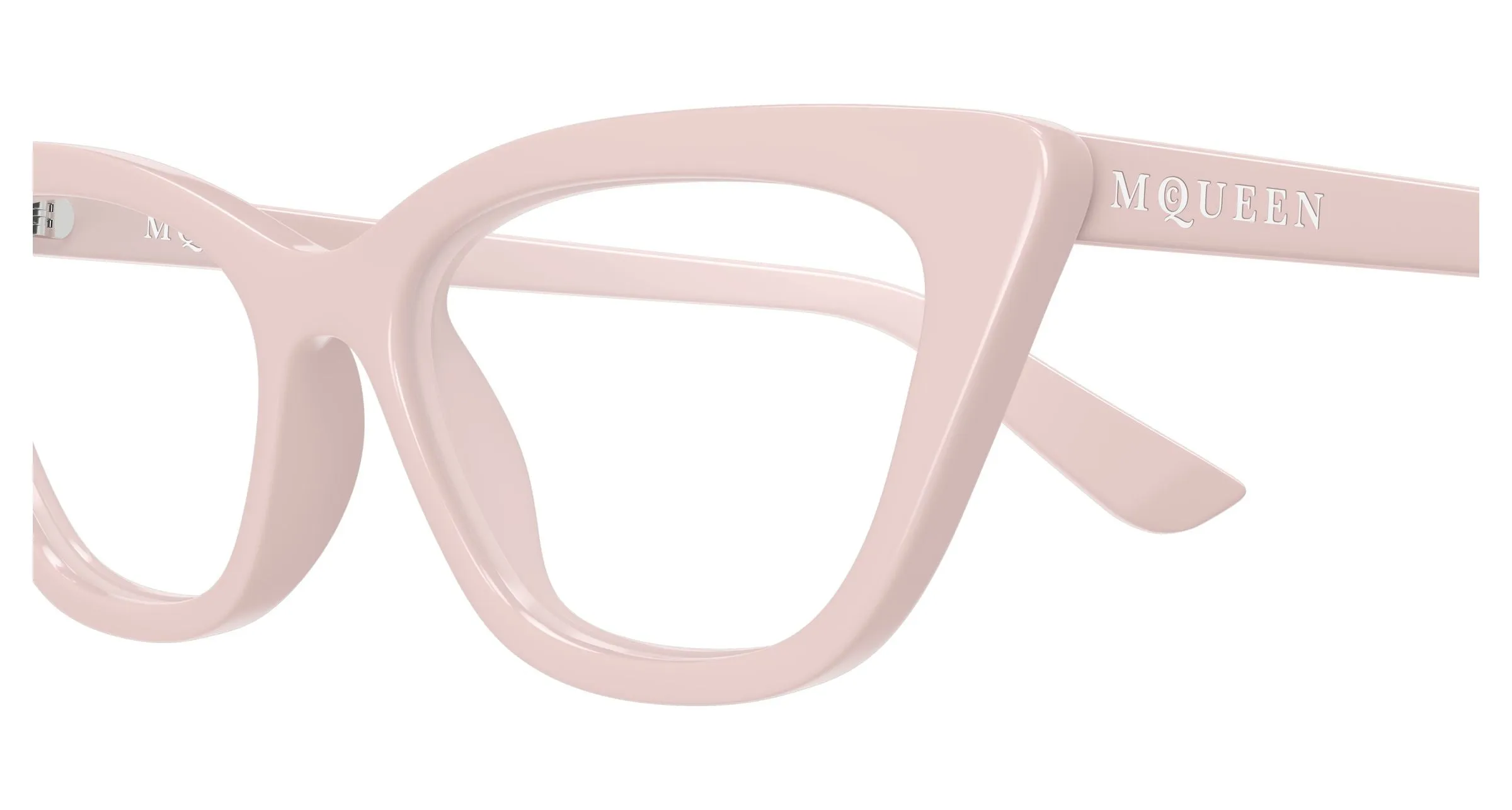 Alexander McQueen AM0560O 004 Montature da vista Acetato Rosa Trasparente Cat Eye - immagine 3
