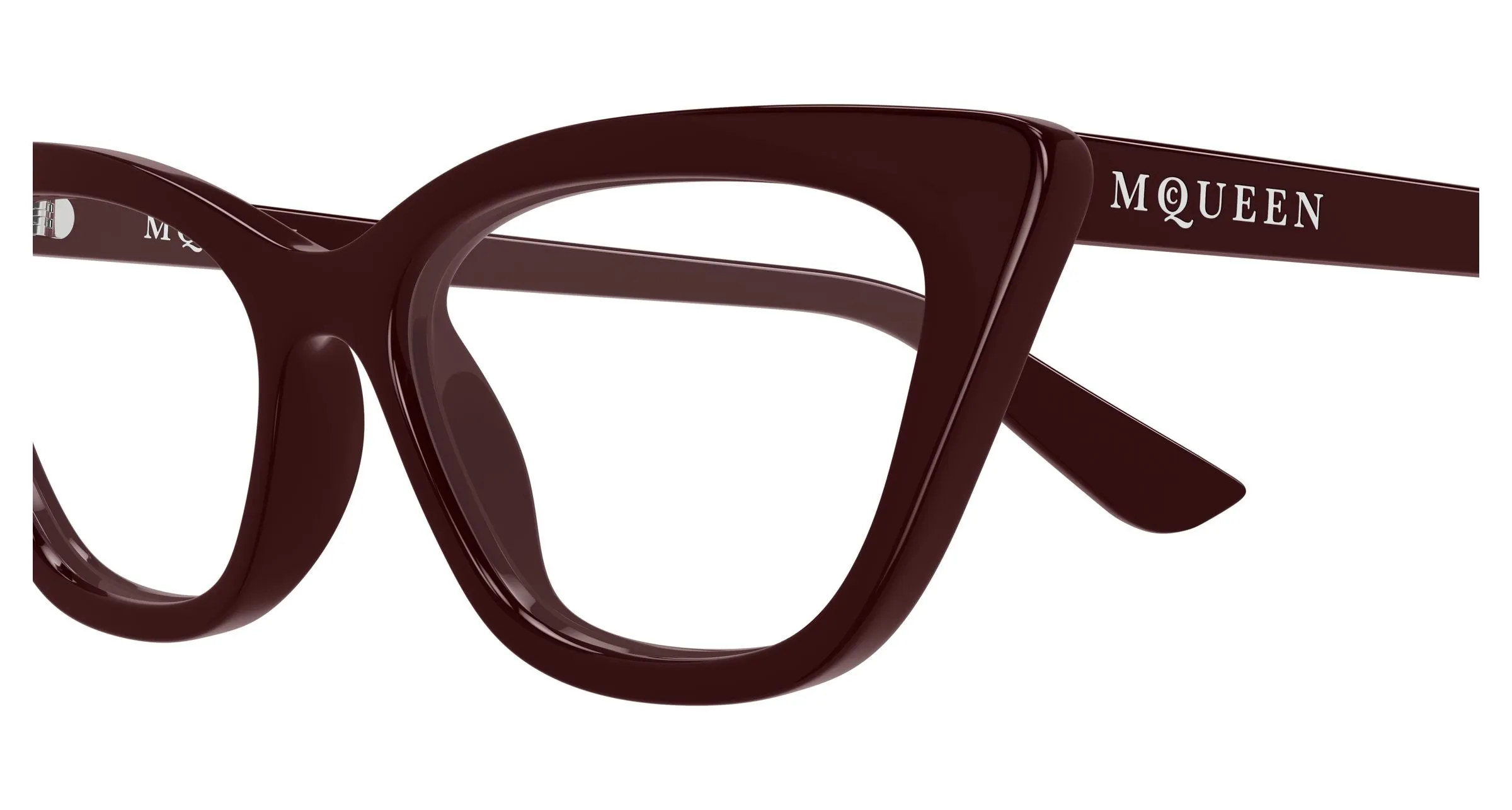 Alexander McQueen AM0560O 003 Montature da vista Acetato Rosso Trasparente Cat Eye - immagine 3