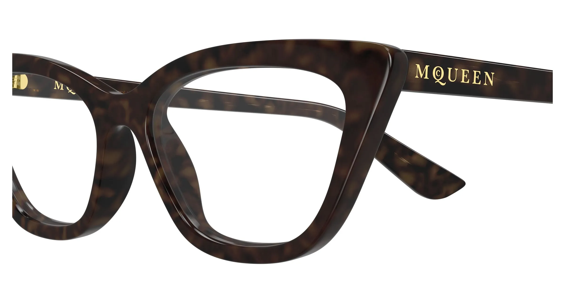 Alexander McQueen AM0560O 002 Montature da vista Acetato Havana Trasparente Cat Eye - immagine 3