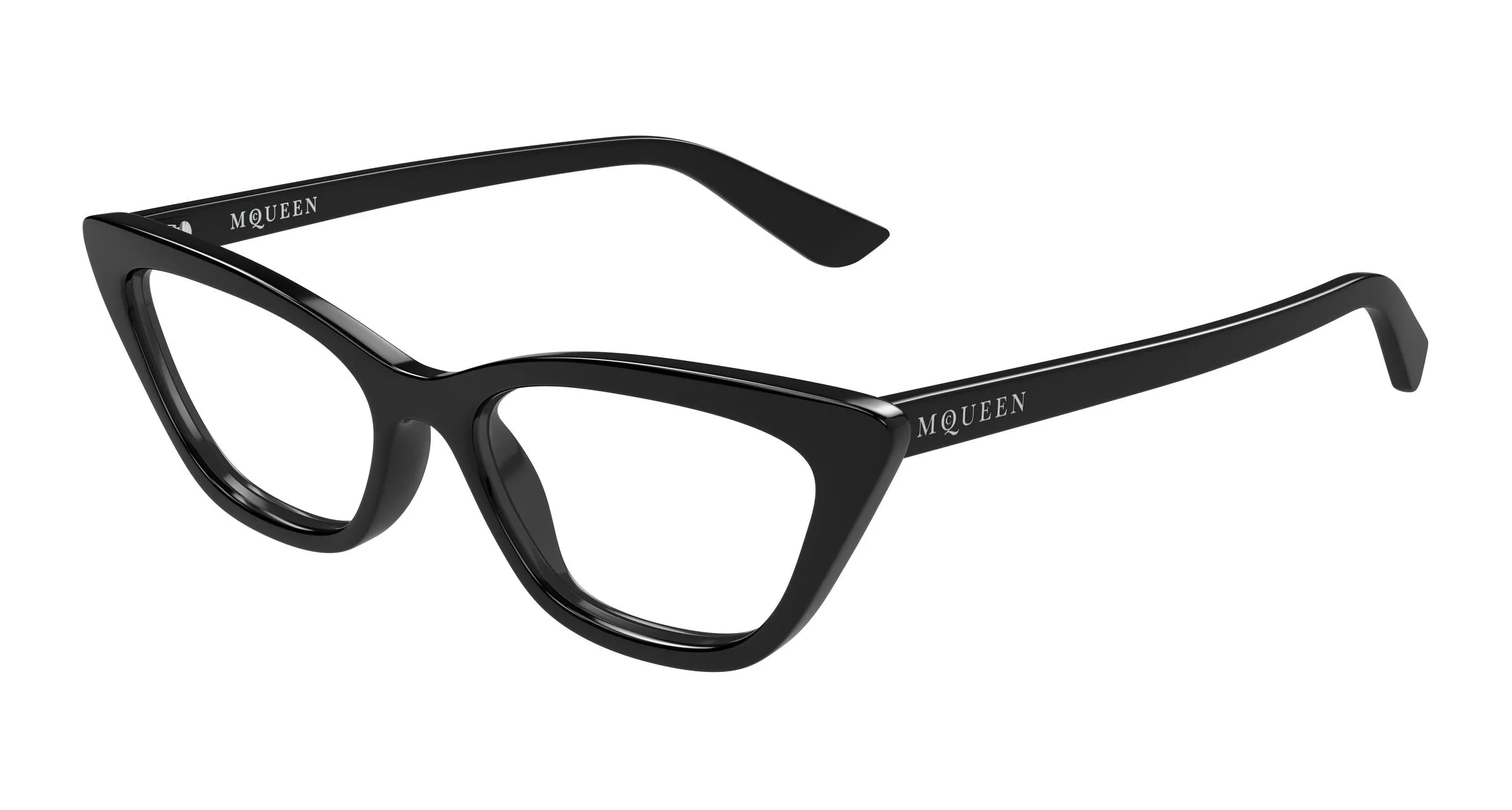 Alexander McQueen AM0560O 001 Montature da vista Acetato Nero Trasparente Cat Eye - immagine 1