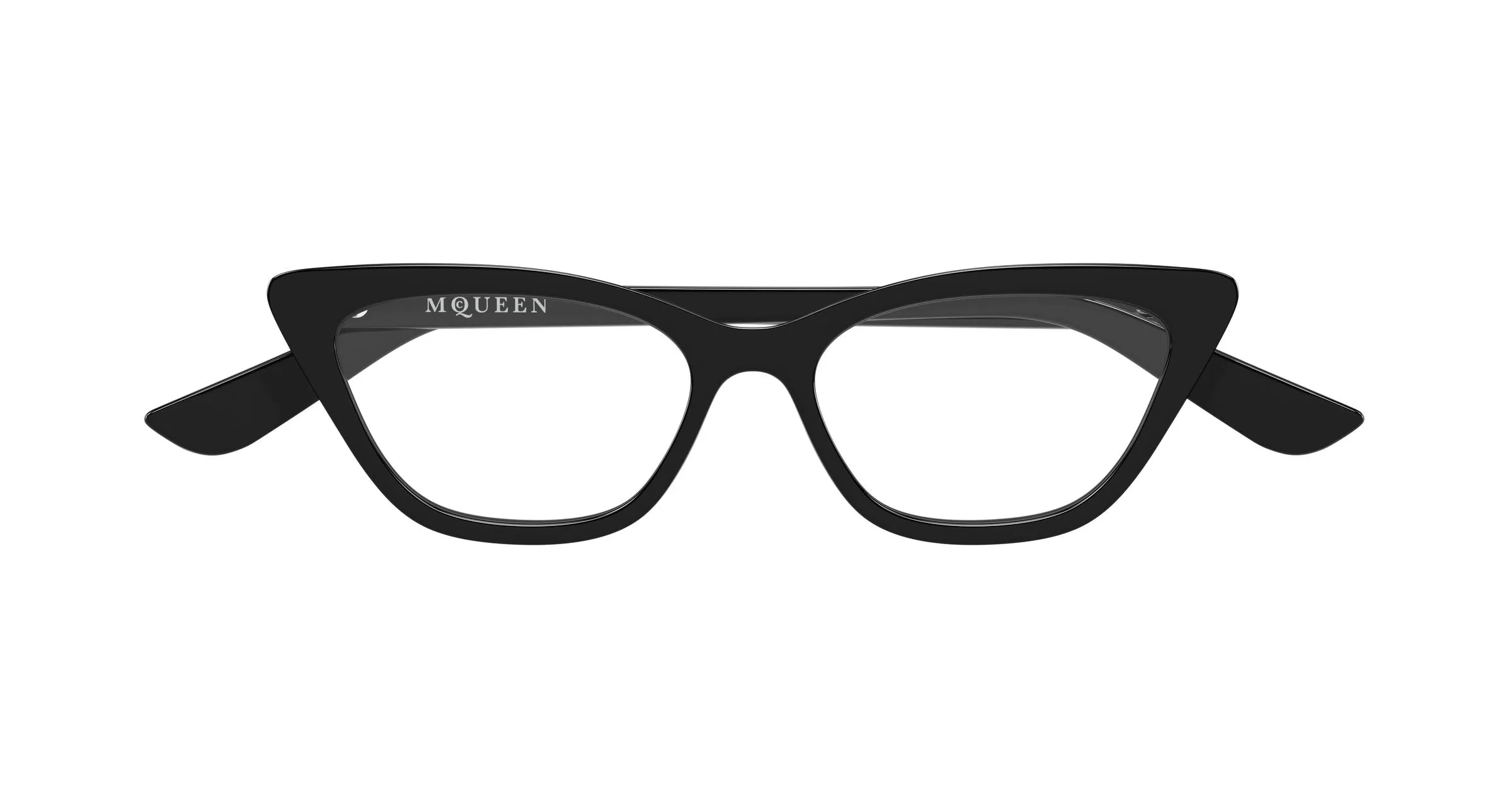 Alexander McQueen AM0560O 001 Montature da vista Acetato Nero Trasparente Cat Eye - immagine 2