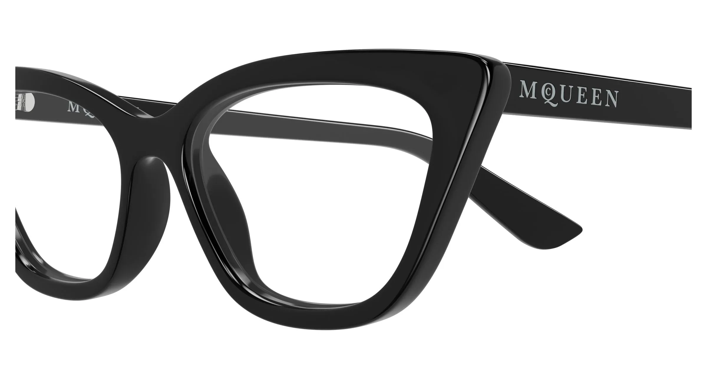 Alexander McQueen AM0560O 001 Montature da vista Acetato Nero Trasparente Cat Eye - immagine 3