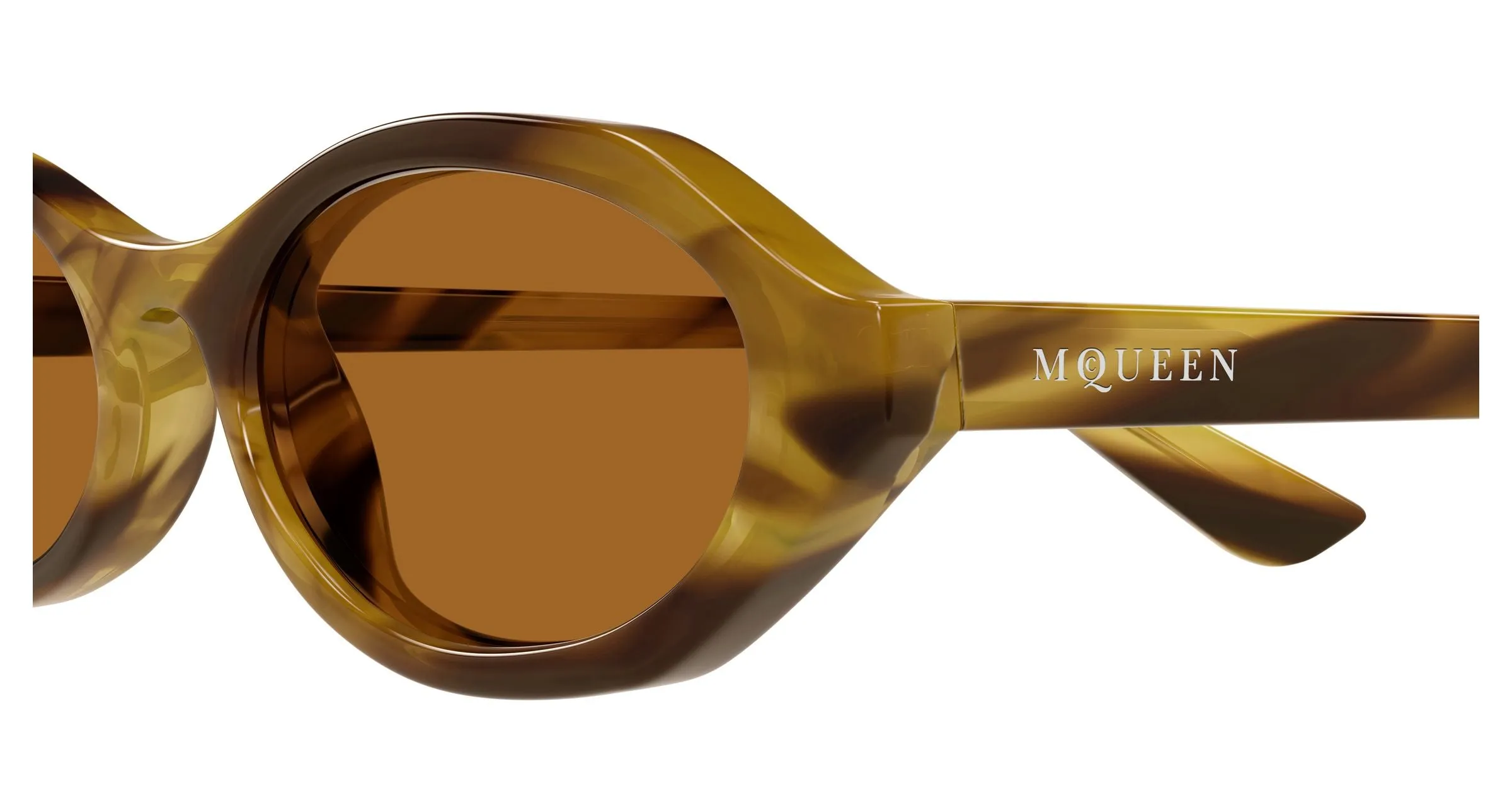 Alexander McQueen AM0559S 003 Occhiali da sole Acetato Havana Marrone Rotonda - immagine 3