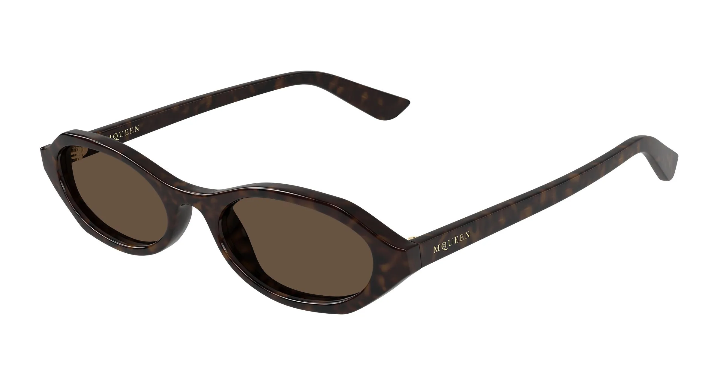Alexander McQueen AM0559S 002 Occhiali da sole Acetato Havana Marrone Rotonda - immagine 1