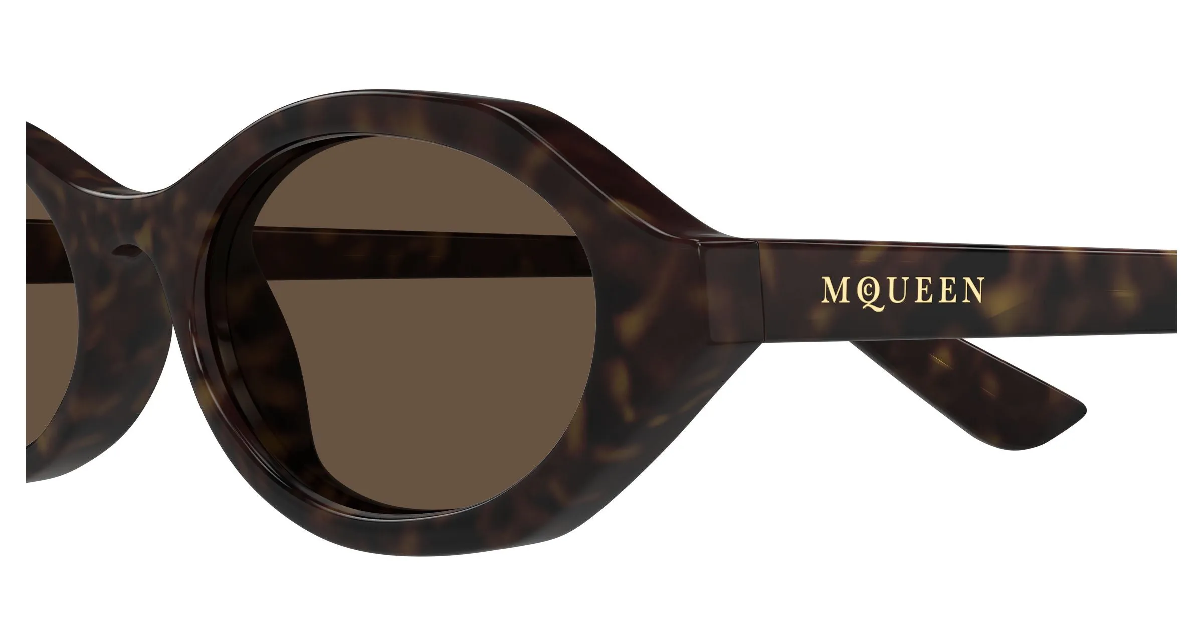 Alexander McQueen AM0559S 002 Occhiali da sole Acetato Havana Marrone Rotonda - immagine 3