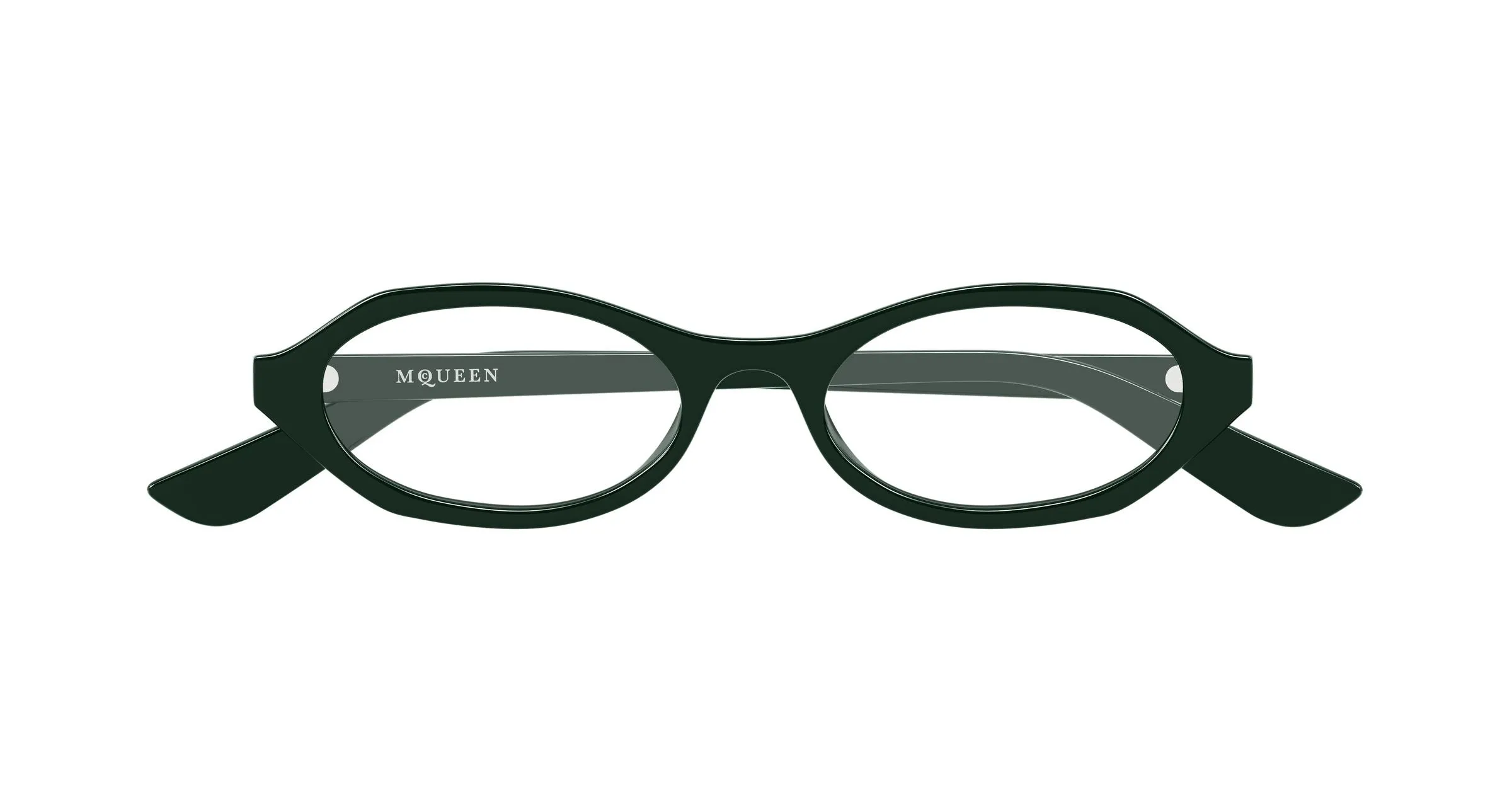 Alexander McQueen AM0559O 004 Montature da vista Acetato Verde Trasparente Rotonda - immagine 2