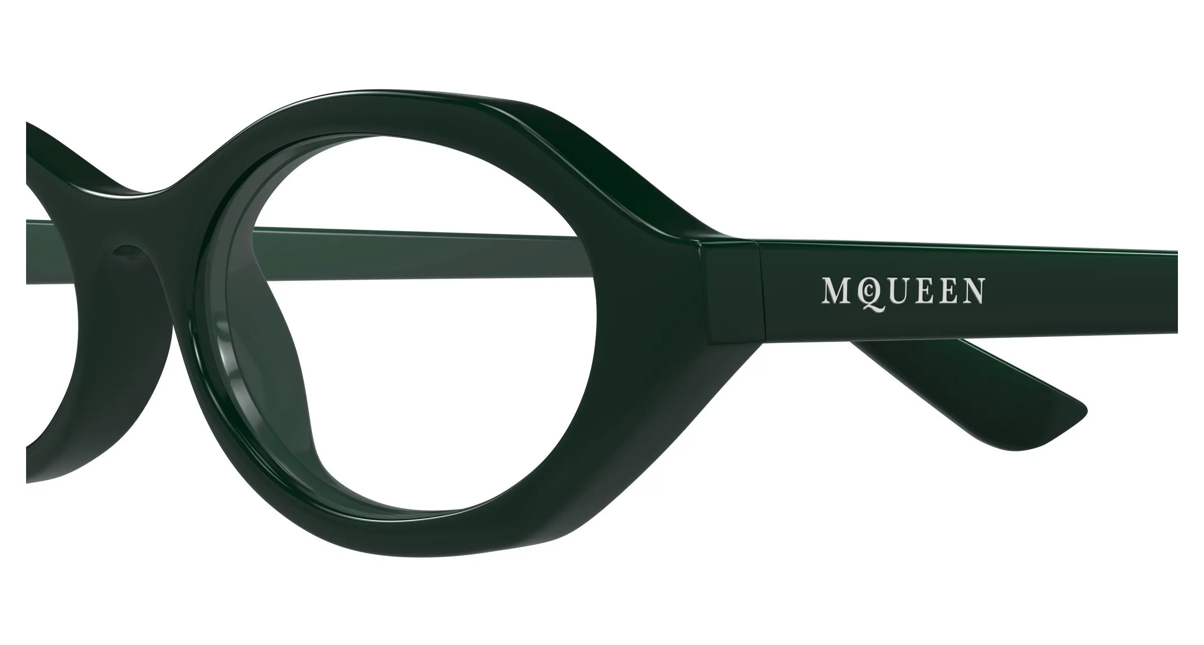 Alexander McQueen AM0559O 004 Montature da vista Acetato Verde Trasparente Rotonda - immagine 3