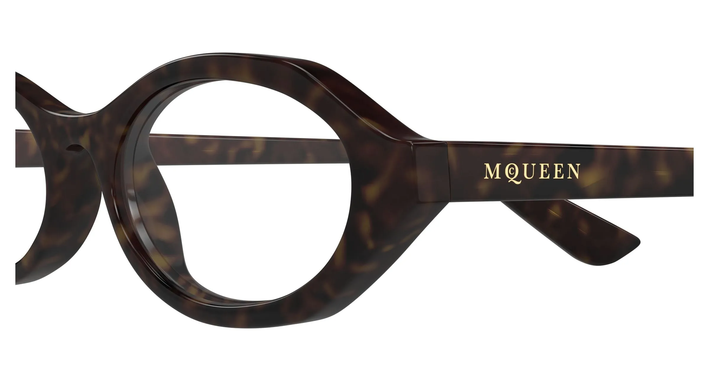 Alexander McQueen AM0559O 002 Montature da vista Acetato Havana Trasparente Rotonda - immagine 3