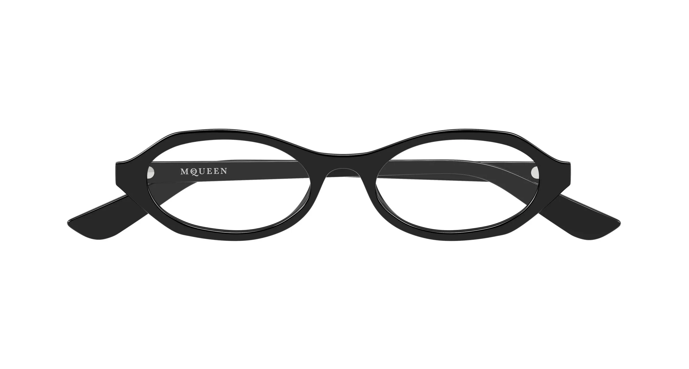 Alexander McQueen AM0559O 001 Montature da vista Acetato Nero Trasparente Rotonda - immagine 2