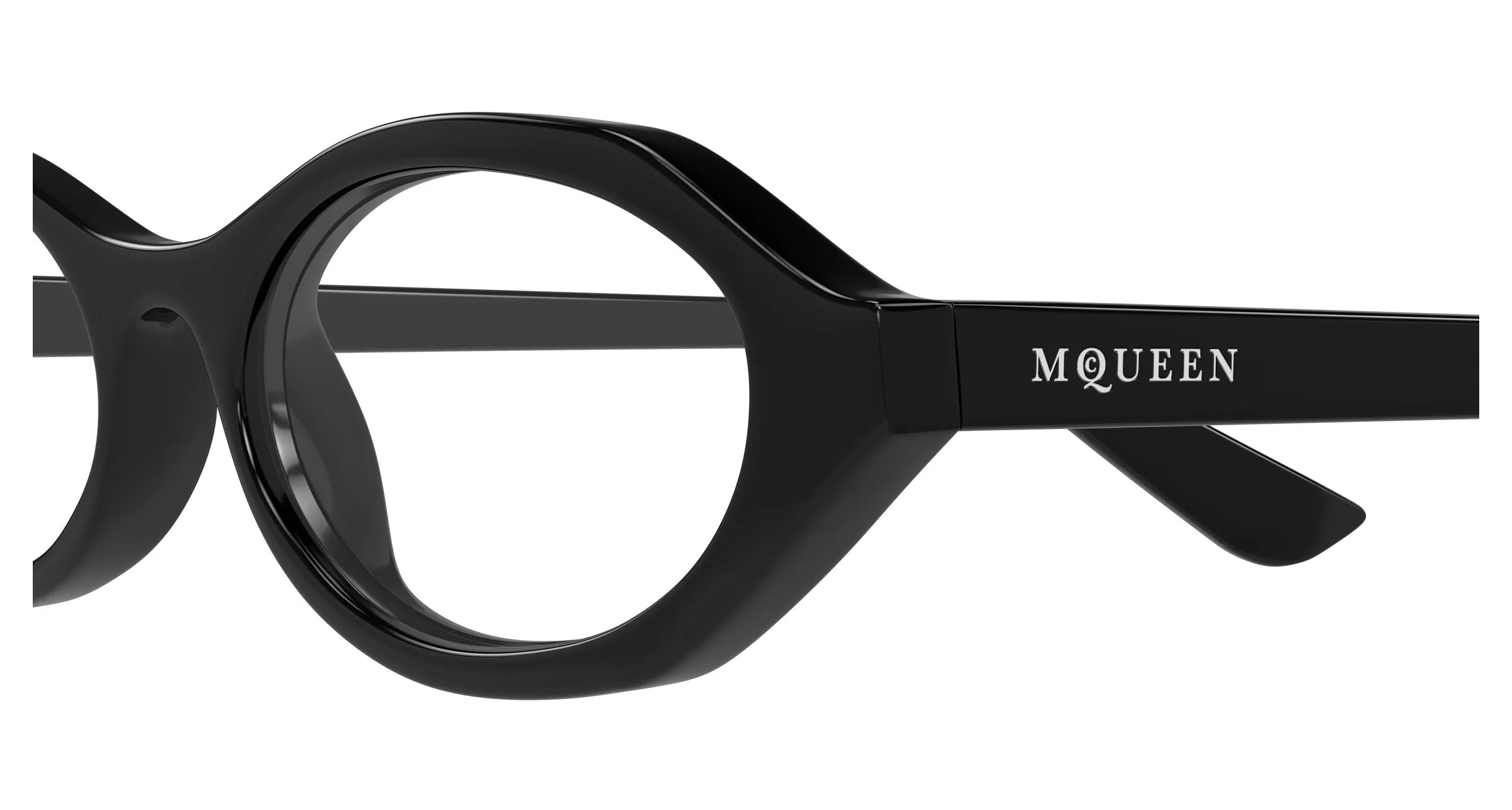 Alexander McQueen AM0559O 001 Montature da vista Acetato Nero Trasparente Rotonda - immagine 3