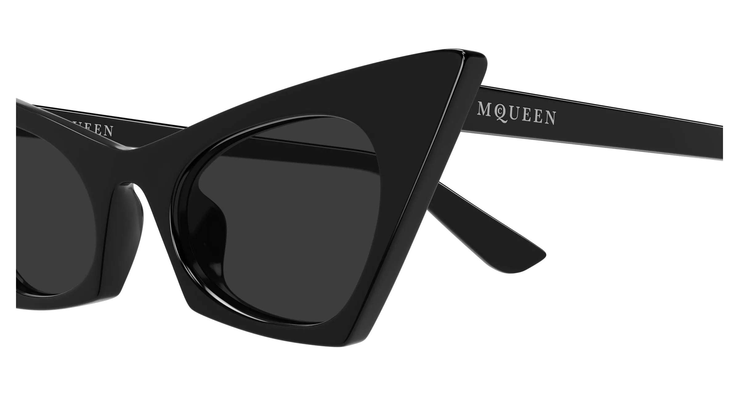 Alexander McQueen AM0557S 001 Occhiali da sole Acetato Nero Grigio Cat Eye - immagine 3