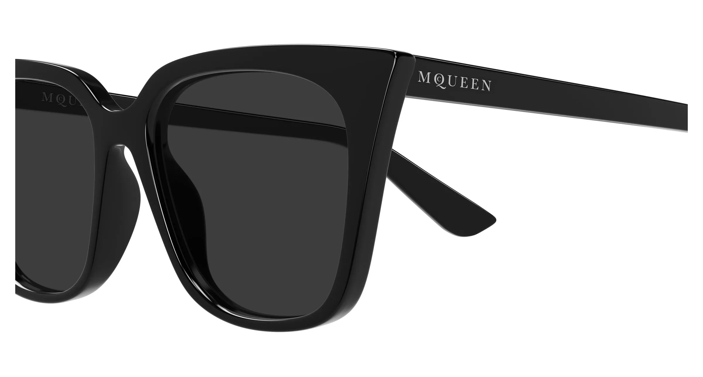Alexander McQueen AM0556S 001 Occhiali da sole Acetato Nero Grigio Cat Eye - immagine 3