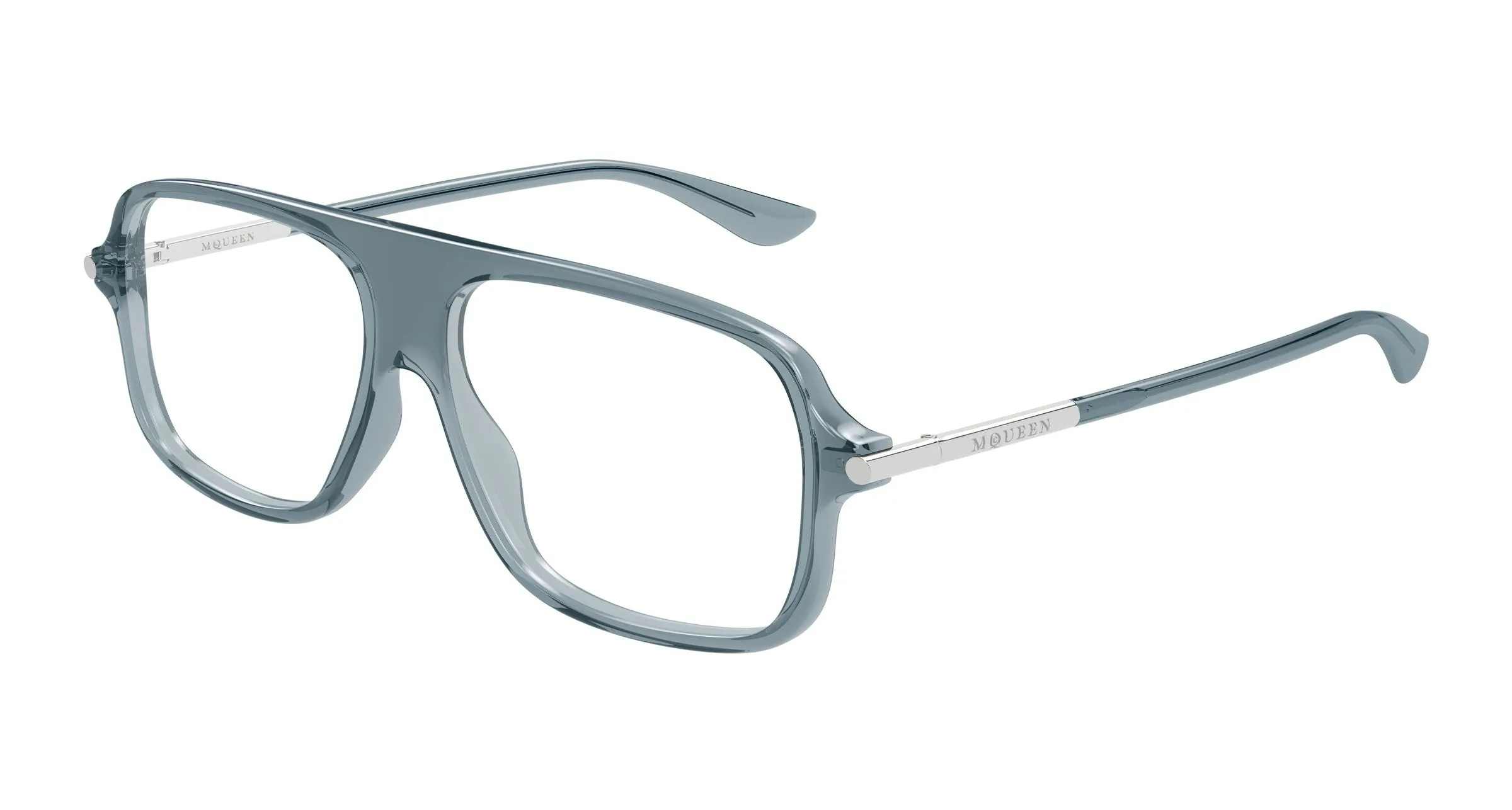 Alexander McQueen AM0555O 004 Montature da vista Acetato Blu Trasparente Pilot - immagine 1