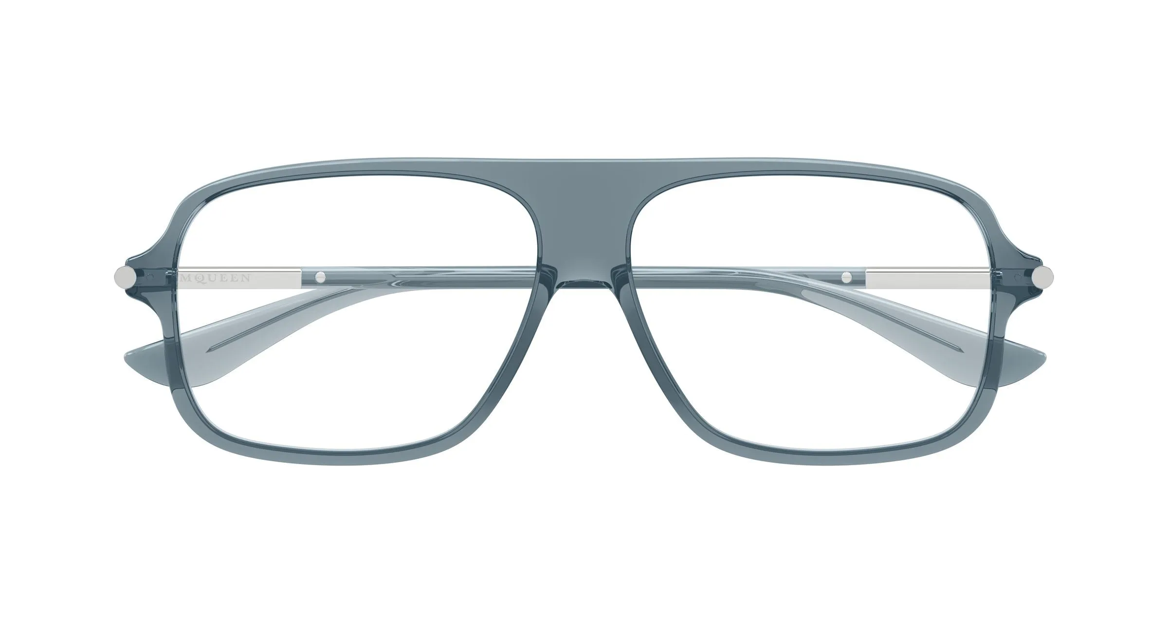 Alexander McQueen AM0555O 004 Montature da vista Acetato Blu Trasparente Pilot - immagine 2