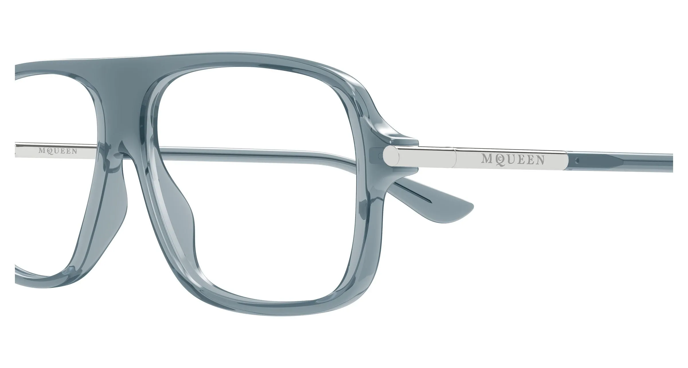 Alexander McQueen AM0555O 004 Montature da vista Acetato Blu Trasparente Pilot - immagine 3