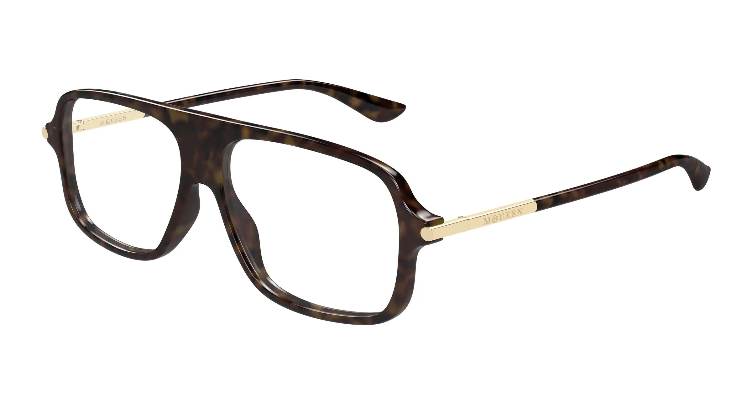 Alexander McQueen AM0555O 002 Montature da vista Acetato Havana Trasparente Pilot - immagine 1