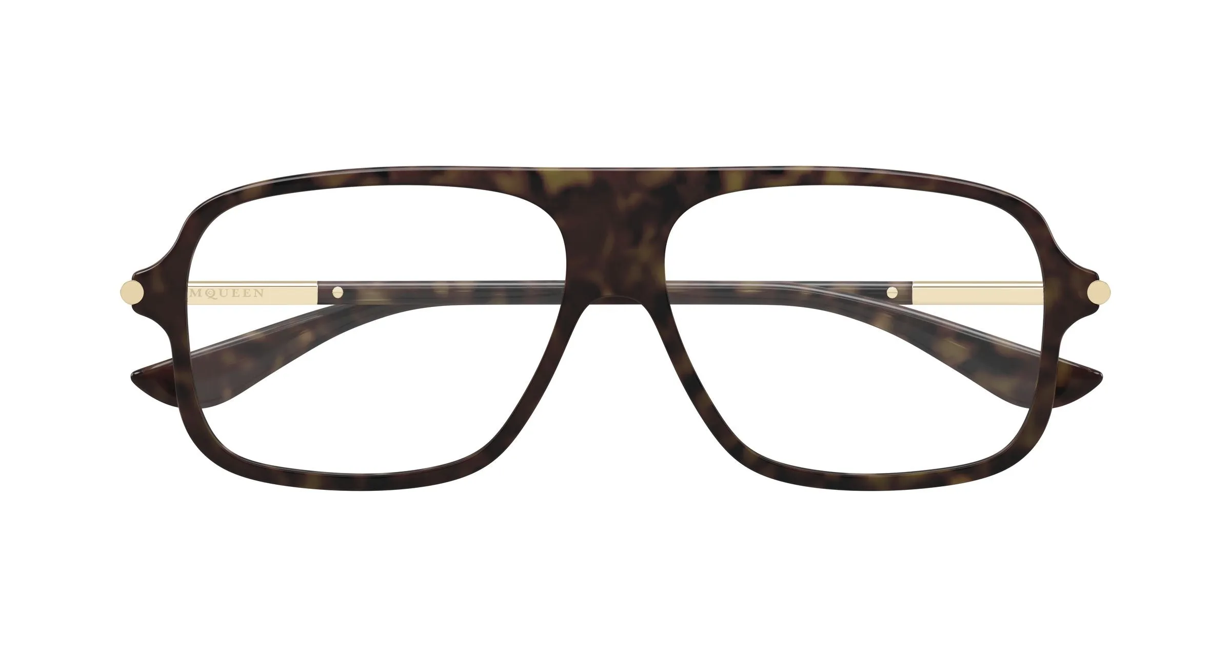 Alexander McQueen AM0555O 002 Montature da vista Acetato Havana Trasparente Pilot - immagine 2