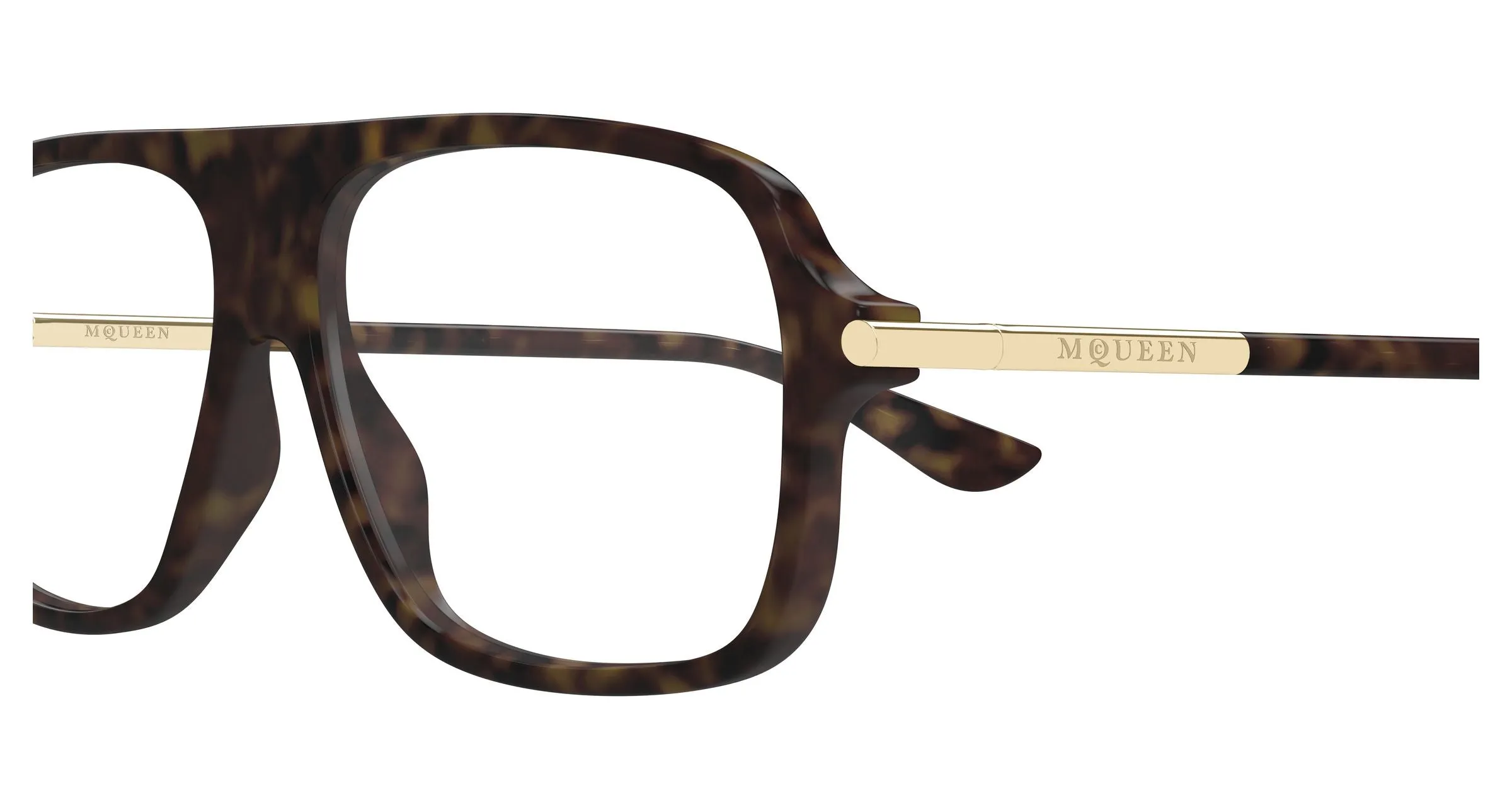 Alexander McQueen AM0555O 002 Montature da vista Acetato Havana Trasparente Pilot - immagine 3