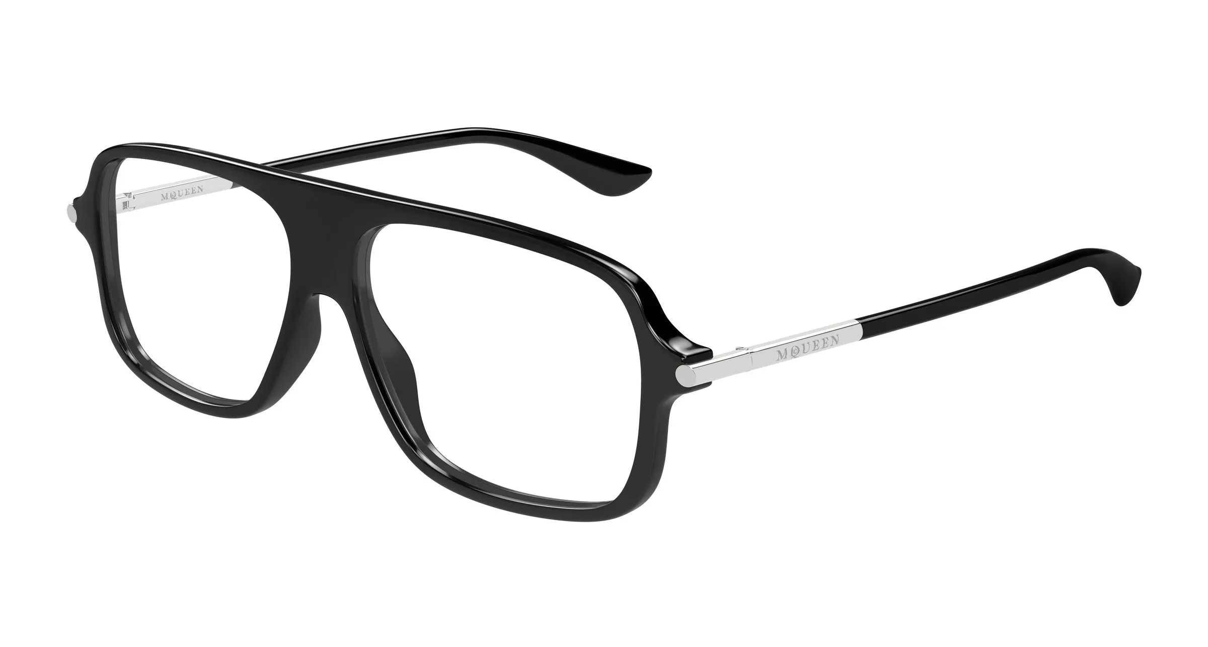 Alexander McQueen AM0555O 001 Montature da vista Acetato Nero Trasparente Pilot - immagine 1