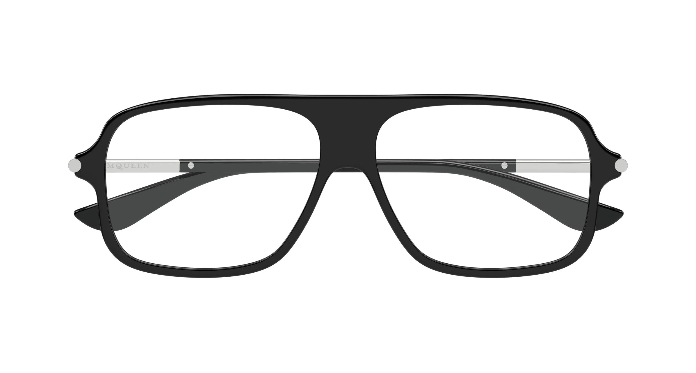 Alexander McQueen AM0555O 001 Montature da vista Acetato Nero Trasparente Pilot - immagine 2