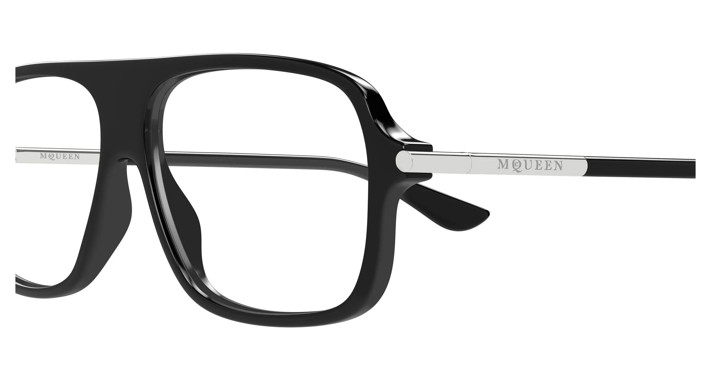Alexander McQueen AM0555O 001 Montature da vista Acetato Nero Trasparente Pilot - immagine 3