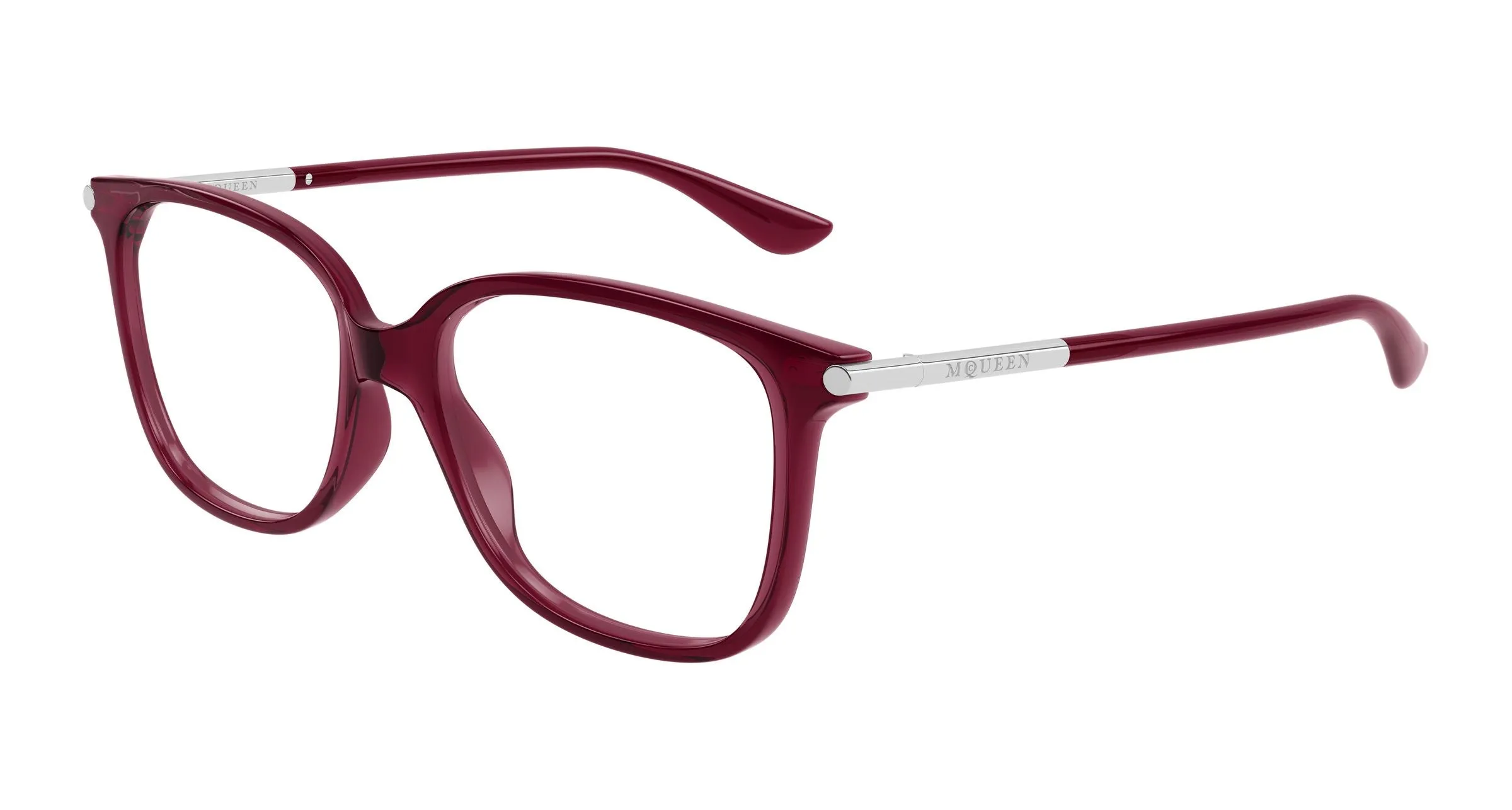 Alexander McQueen AM0554O 008 Montature da vista Acetato Bordeaux Trasparente Cat Eye - immagine 1