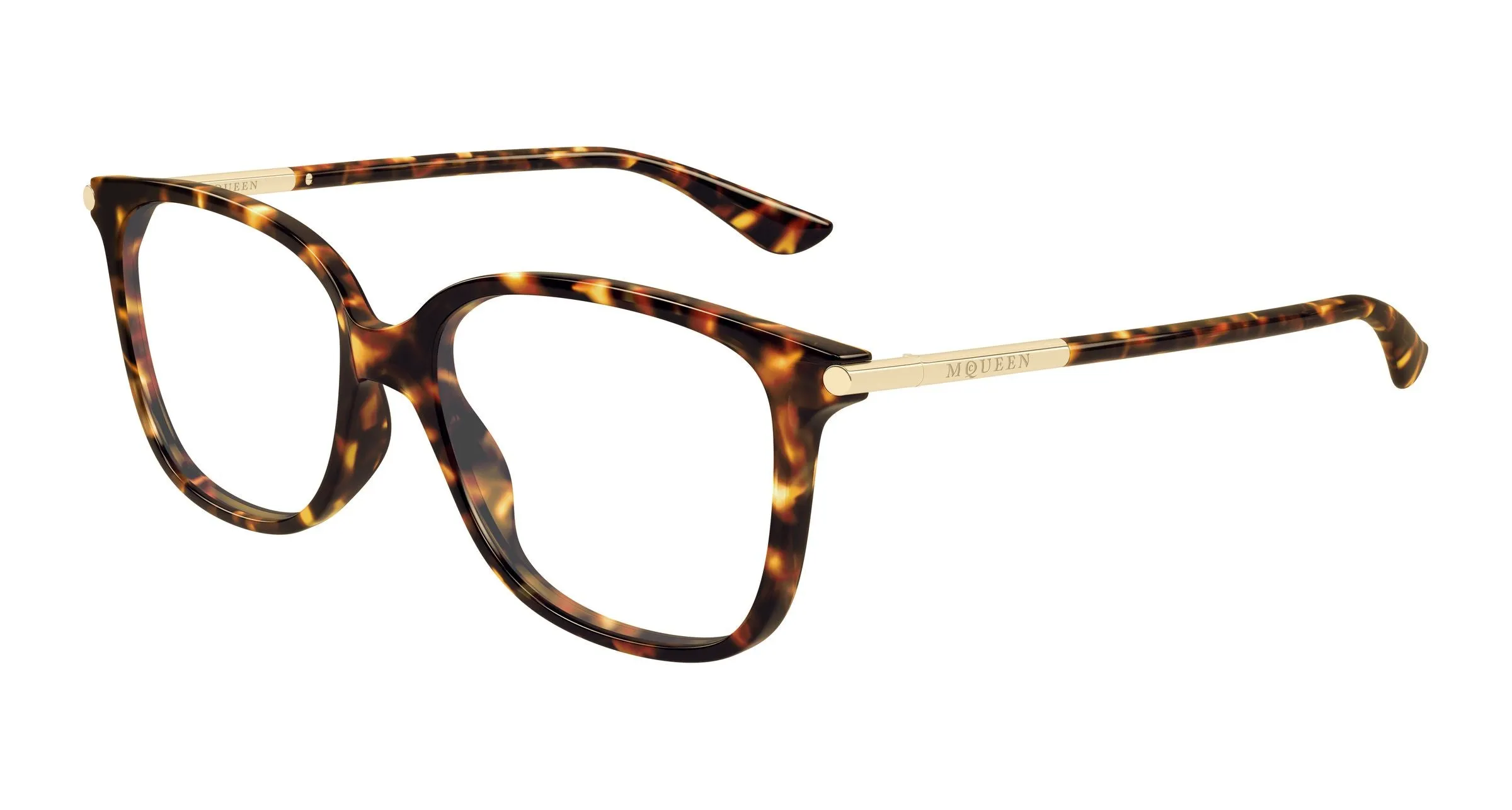 Alexander McQueen AM0554O 007 Montature da vista Acetato Havana Trasparente Cat Eye - immagine 1