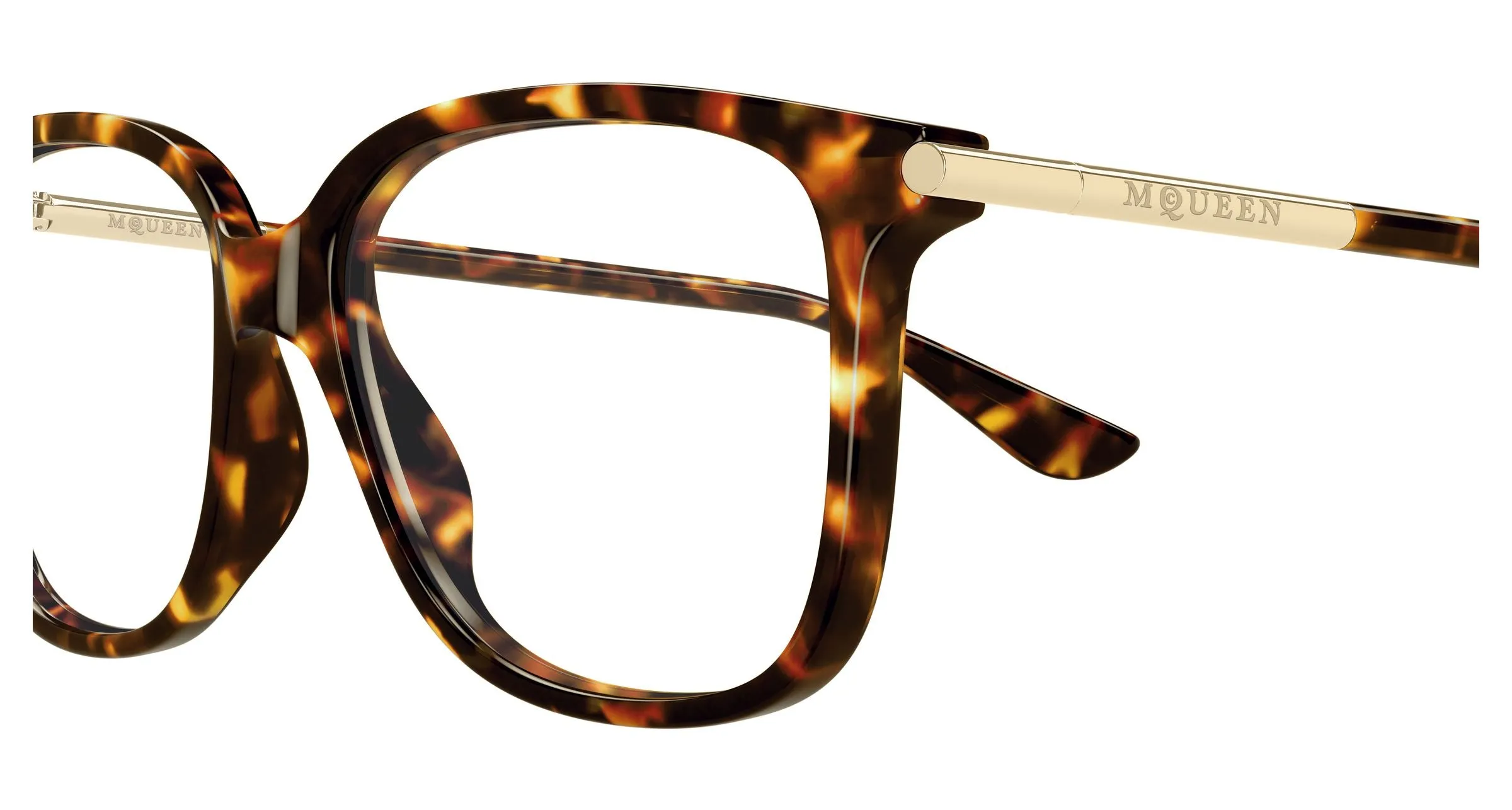 Alexander McQueen AM0554O 007 Montature da vista Acetato Havana Trasparente Cat Eye - immagine 3