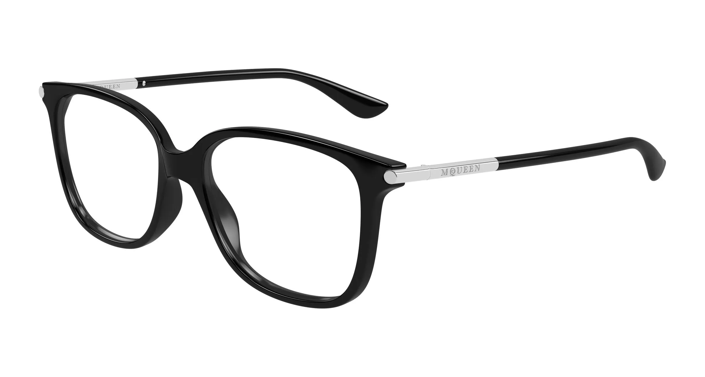 Alexander McQueen AM0554O 005 Montature da vista Acetato Nero Trasparente Cat Eye - immagine 1
