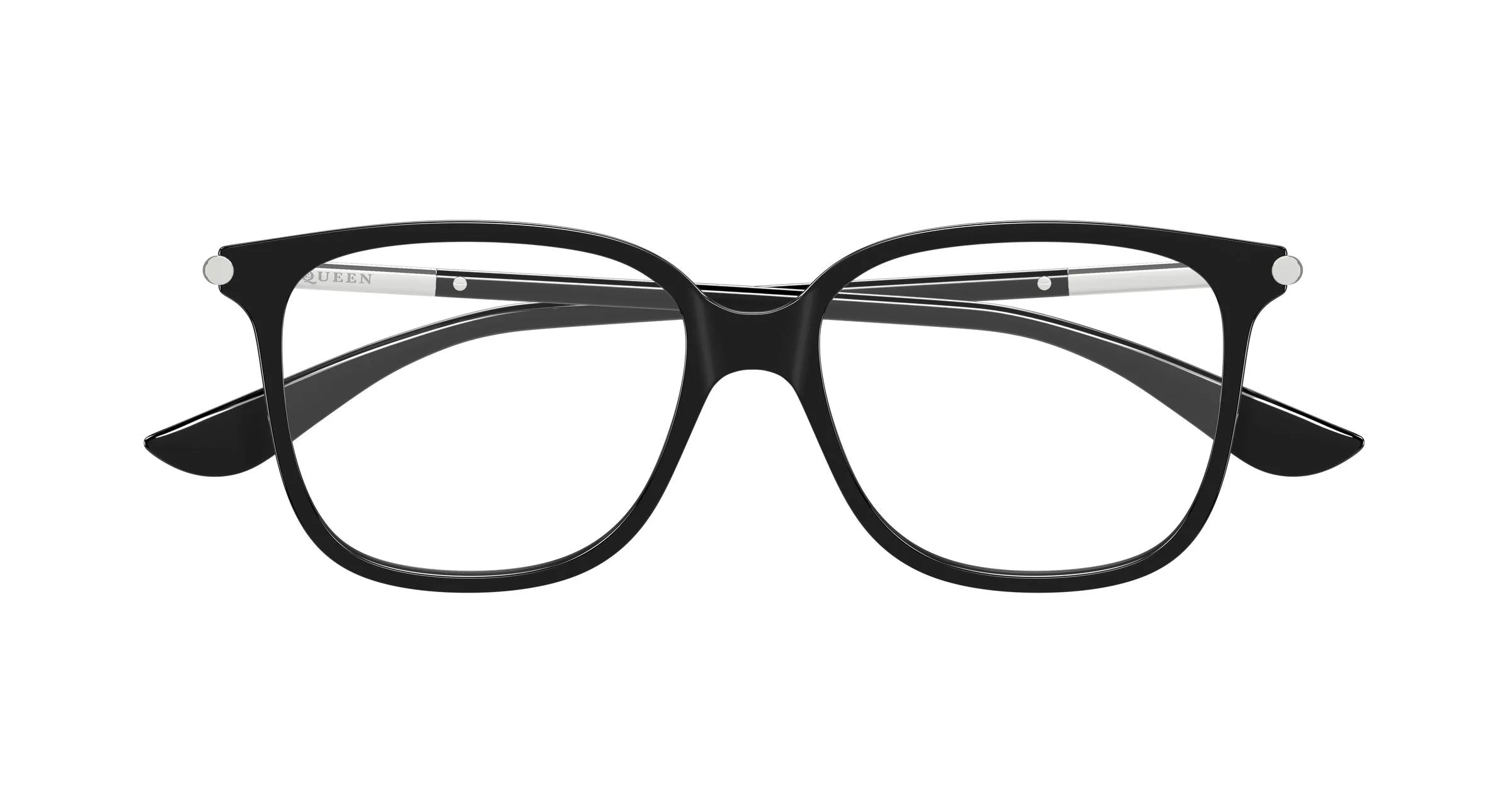 Alexander McQueen AM0554O 005 Montature da vista Acetato Nero Trasparente Cat Eye - immagine 2