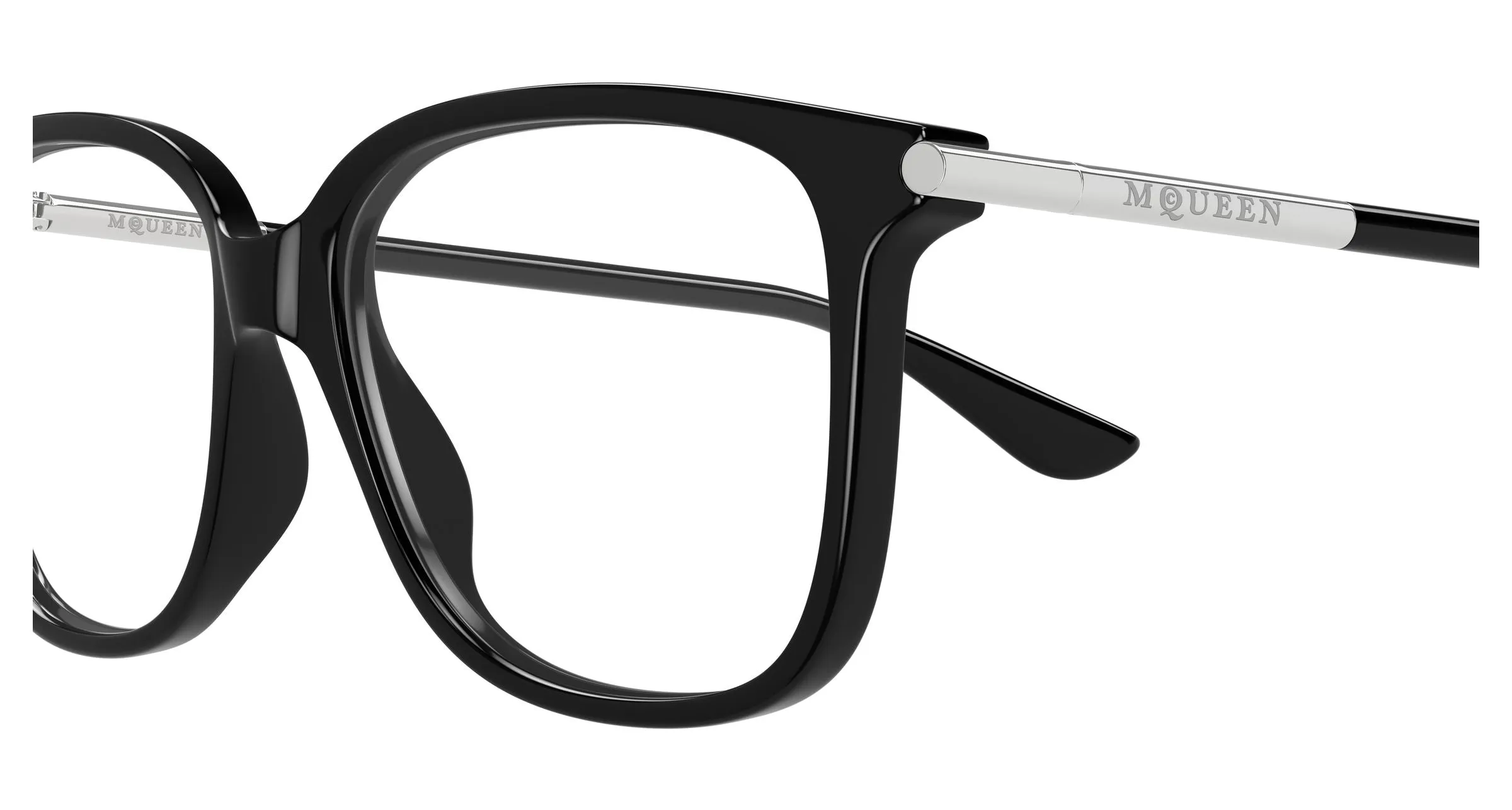 Alexander McQueen AM0554O 005 Montature da vista Acetato Nero Trasparente Cat Eye - immagine 3
