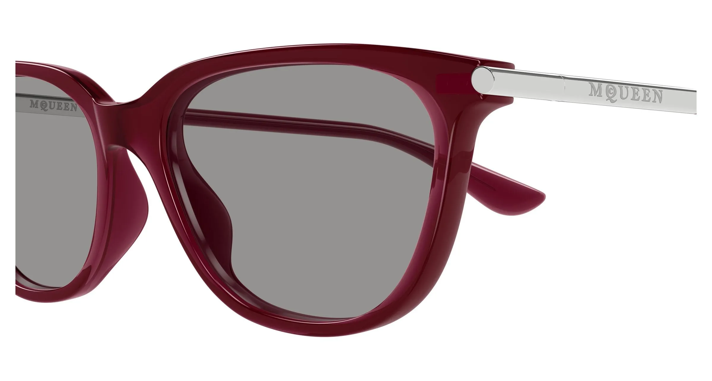 Alexander McQueen AM0553S 004 Occhiali da sole Acetato Bordeaux Grigio Cat Eye - immagine 3