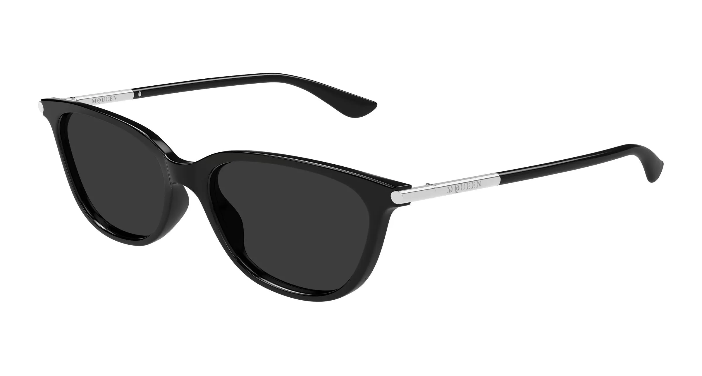 Alexander McQueen AM0553S 001 Occhiali da sole Acetato Nero Grigio Cat Eye - immagine 1