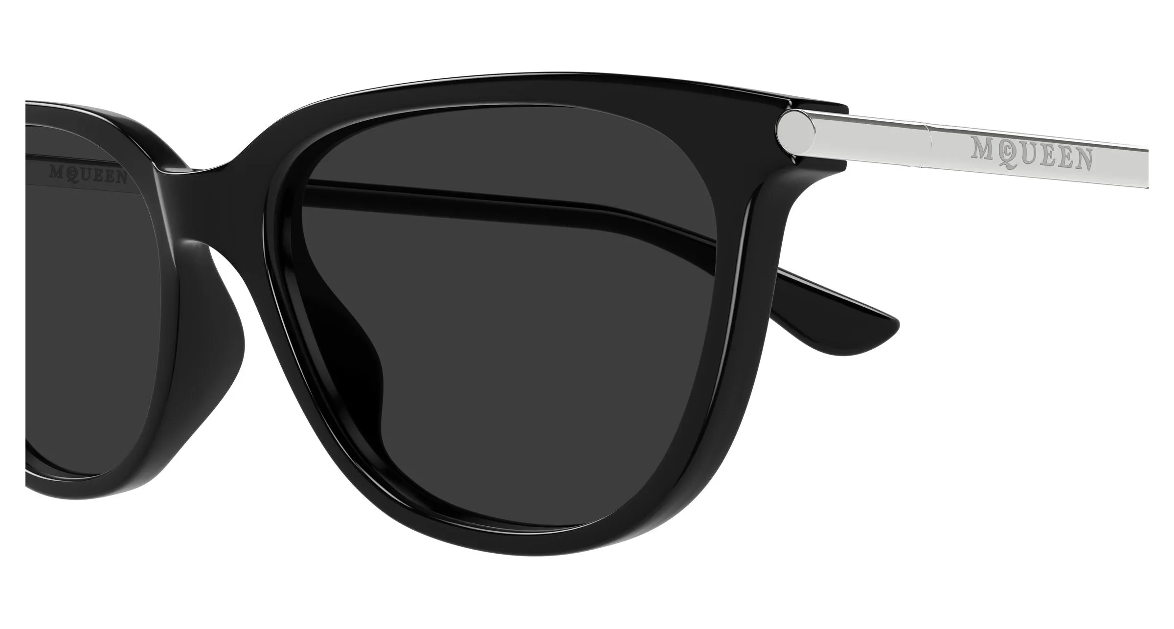 Alexander McQueen AM0553S 001 Occhiali da sole Acetato Nero Grigio Cat Eye - immagine 3