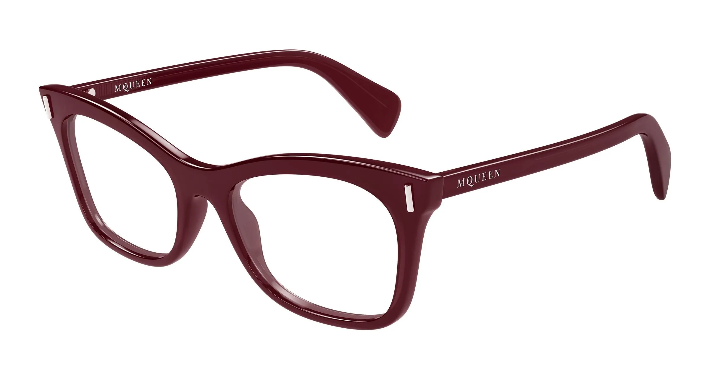 Alexander McQueen AM0552O 003 Montature da vista Acetato Bordeaux Trasparente Cat Eye - immagine 1