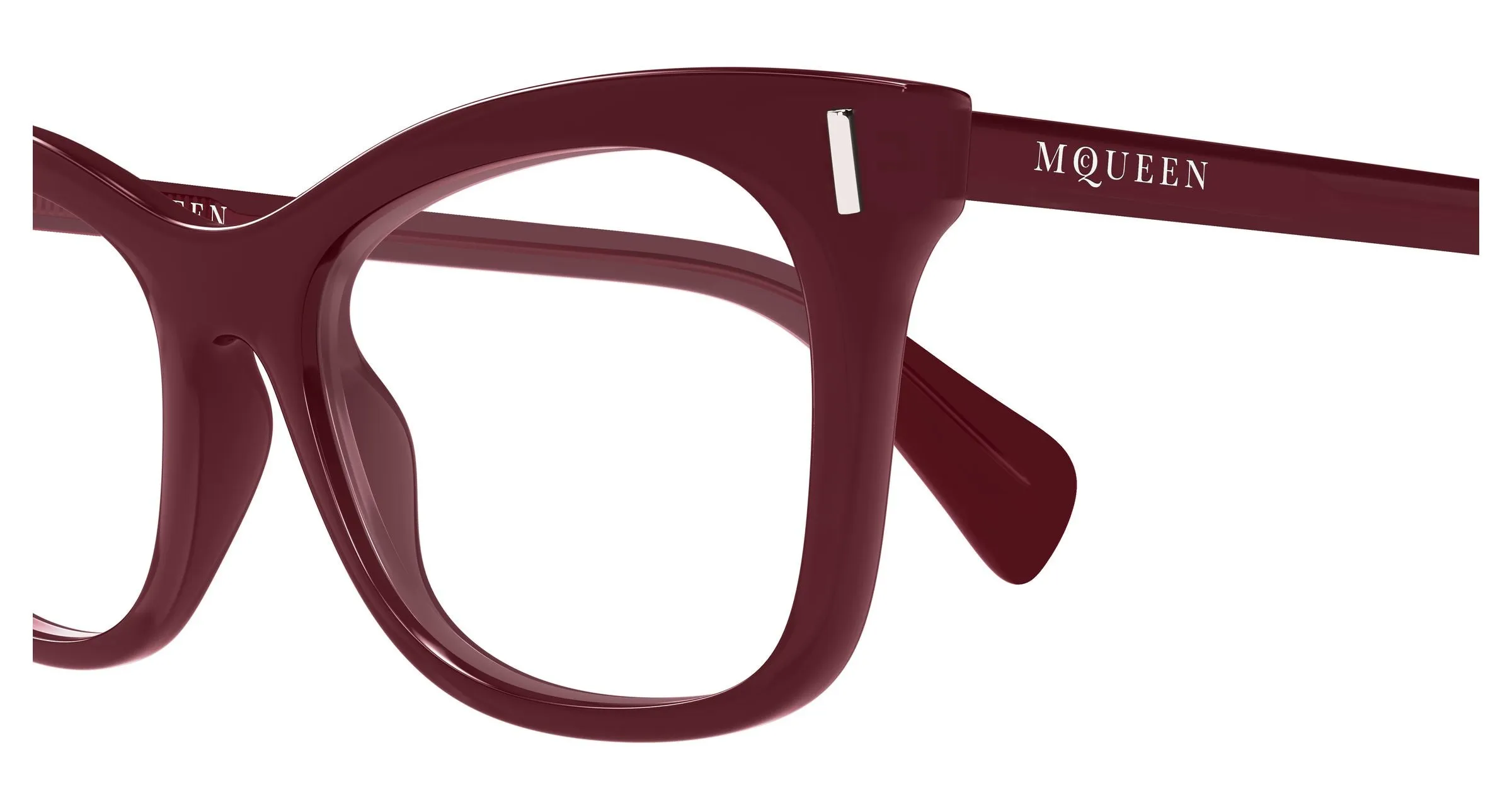 Alexander McQueen AM0552O 003 Montature da vista Acetato Bordeaux Trasparente Cat Eye - immagine 3