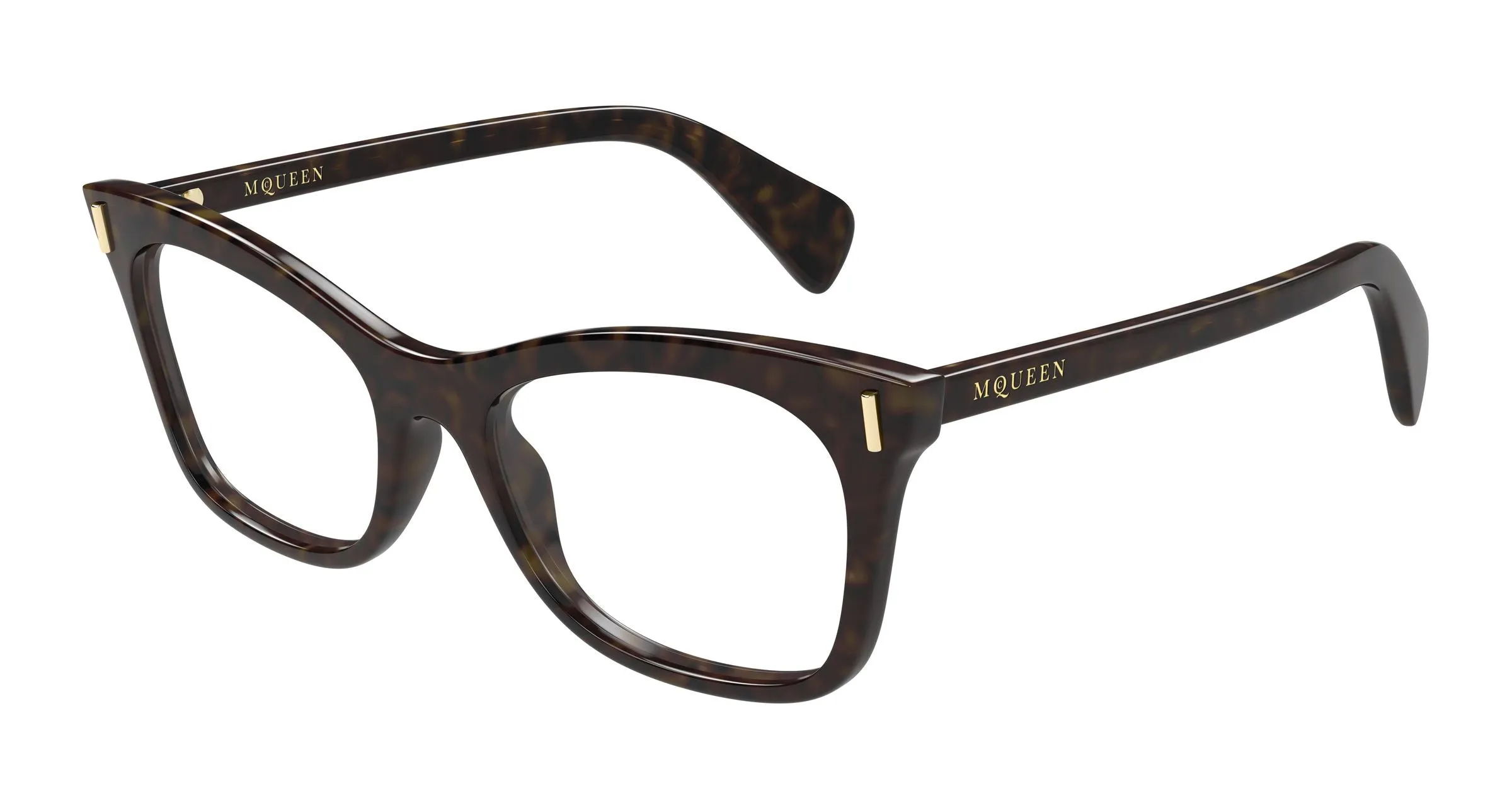 Alexander McQueen AM0552O 002 Montature da vista Acetato Havana Trasparente Cat Eye - immagine 1