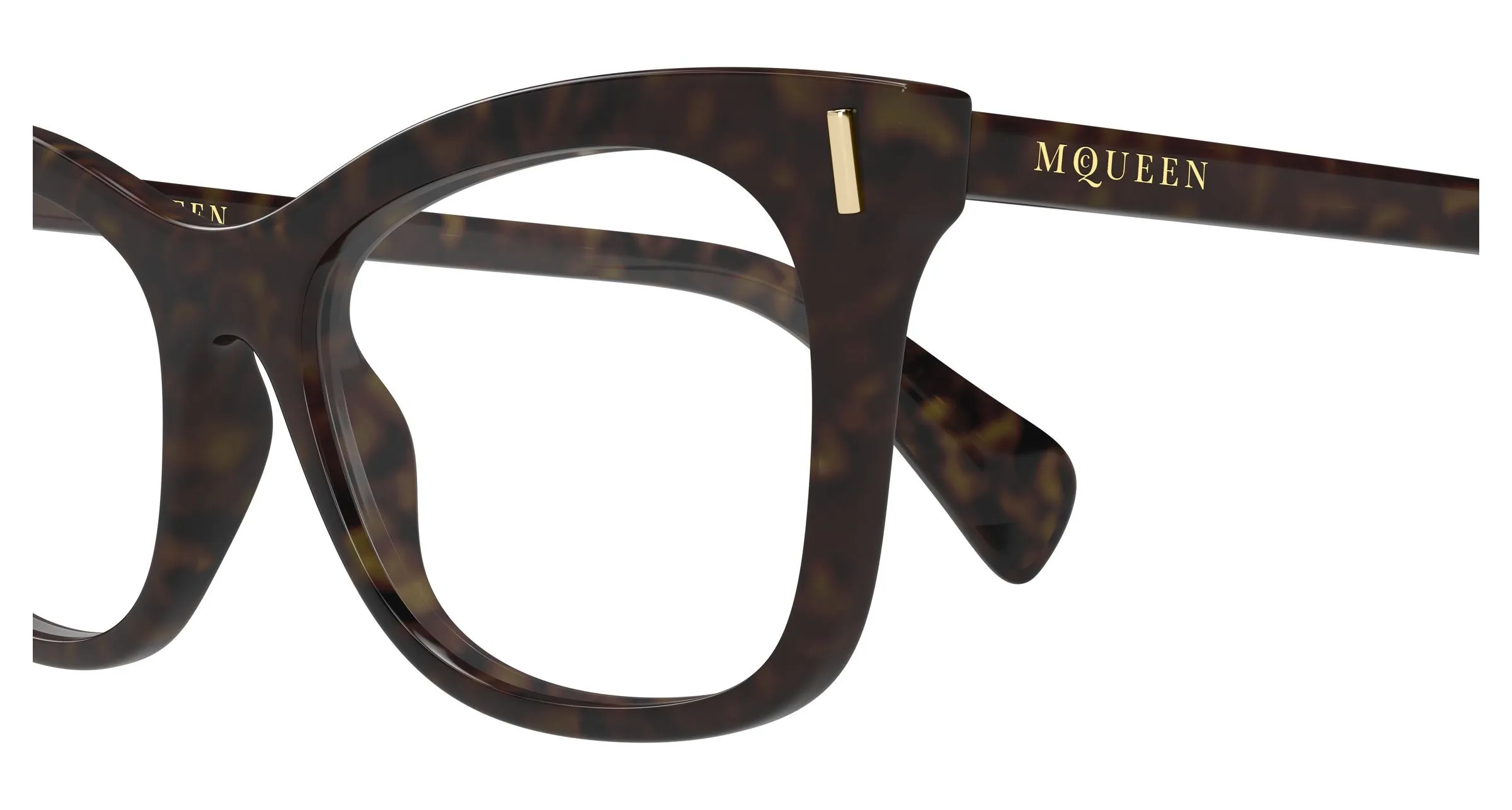 Alexander McQueen AM0552O 002 Montature da vista Acetato Havana Trasparente Cat Eye - immagine 3