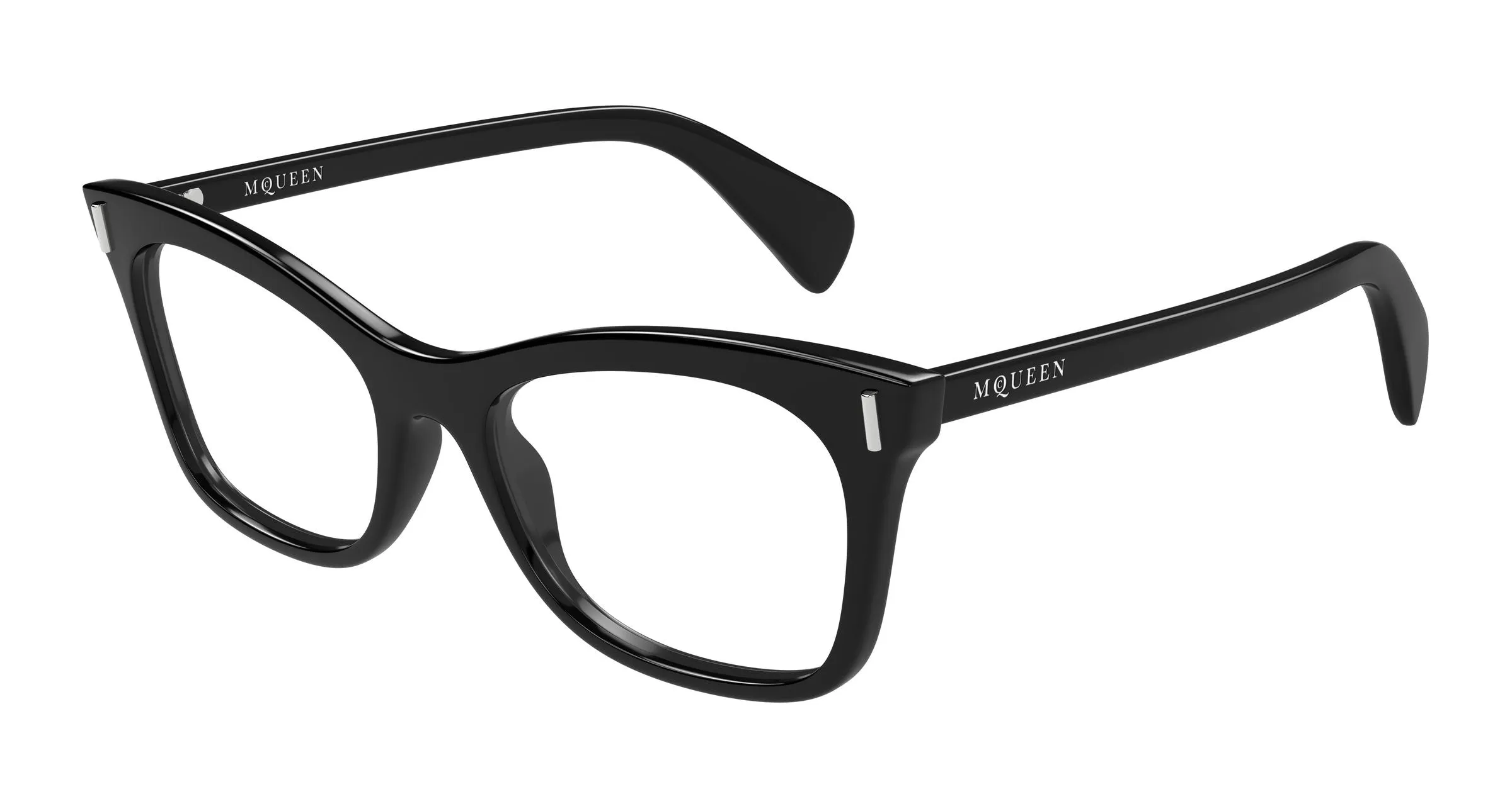 Alexander McQueen AM0552O 001 Montature da vista Acetato Nero Trasparente Cat Eye - immagine 1