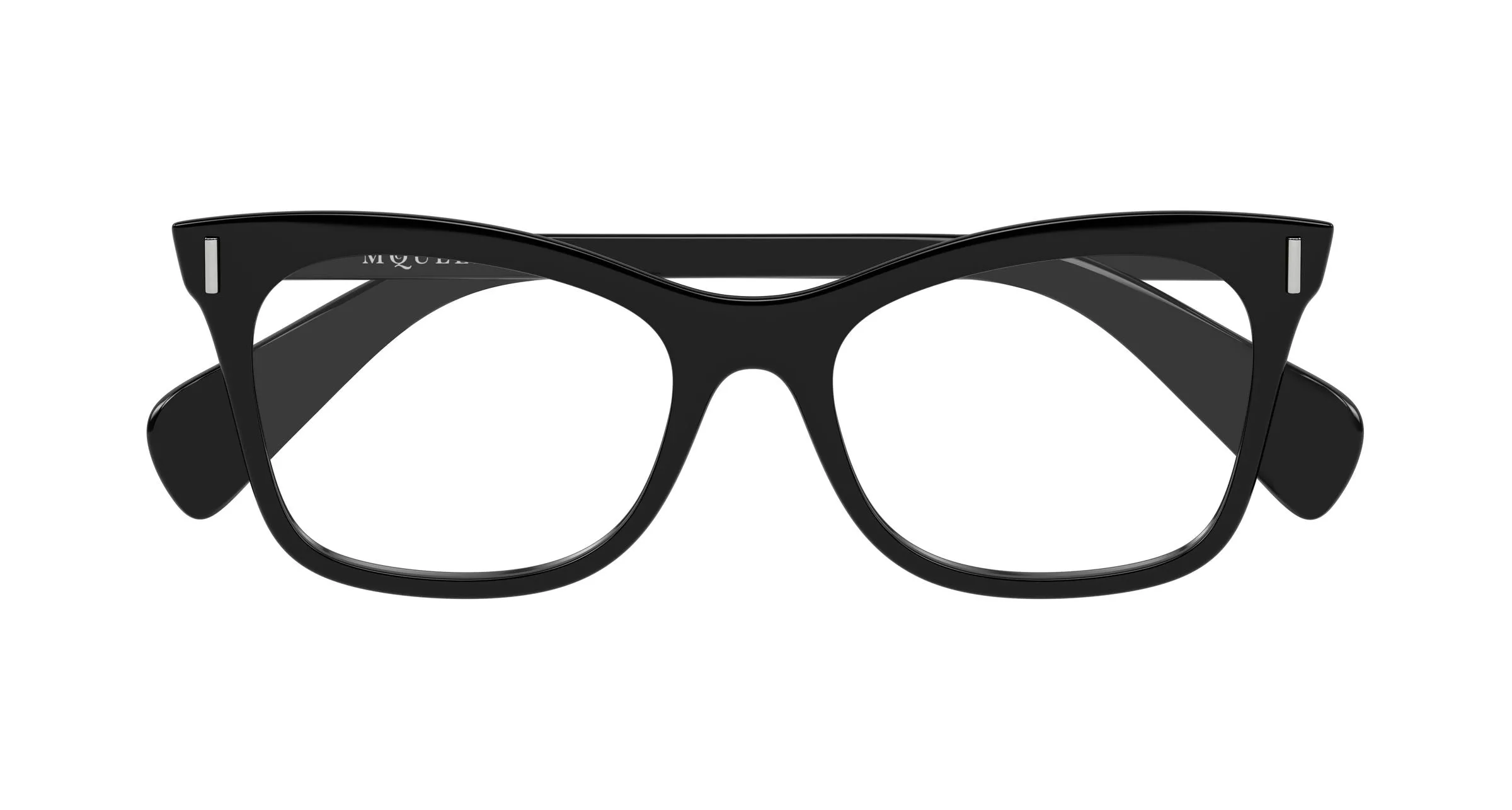 Alexander McQueen AM0552O 001 Montature da vista Acetato Nero Trasparente Cat Eye - immagine 2