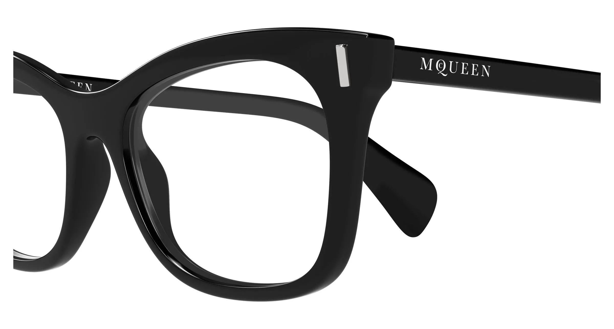 Alexander McQueen AM0552O 001 Montature da vista Acetato Nero Trasparente Cat Eye - immagine 3