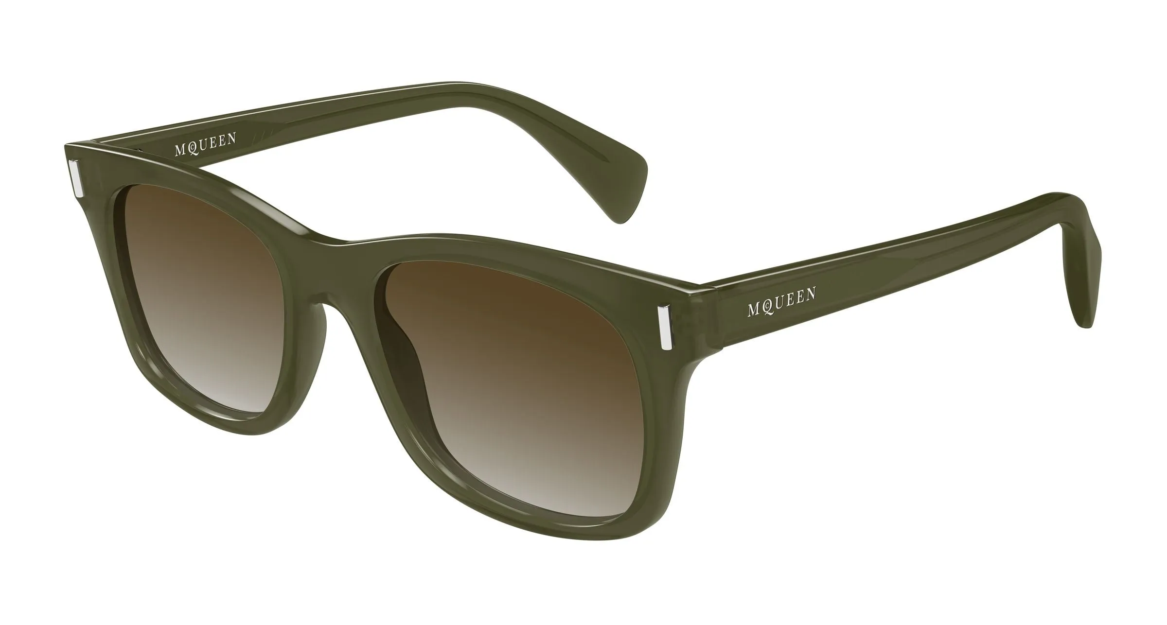 Alexander McQueen AM0551S 003 Occhiali da sole Acetato Verde Marrone Squadrata - immagine 1