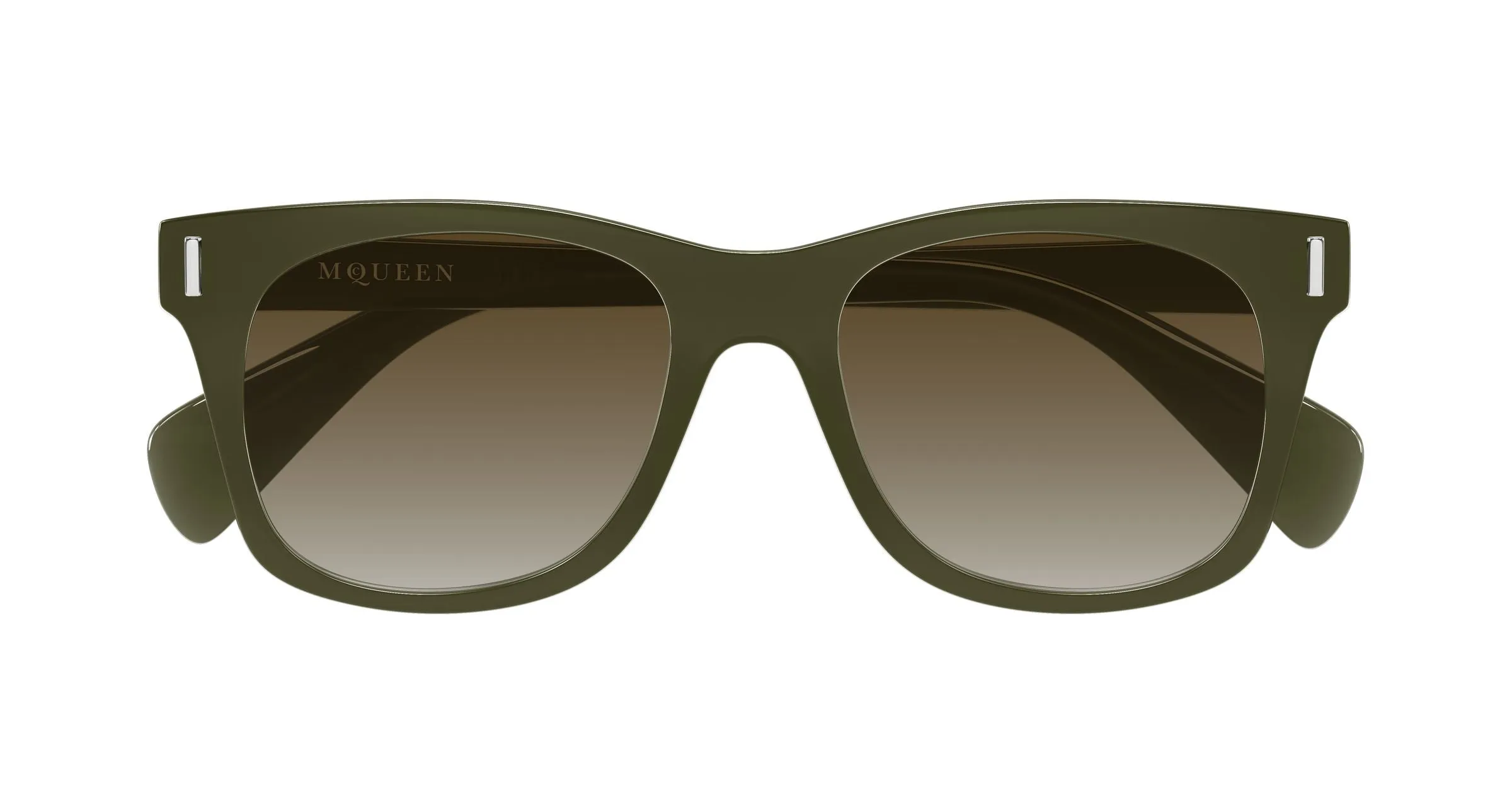 Alexander McQueen AM0551S 003 Occhiali da sole Acetato Verde Marrone Squadrata - immagine 2
