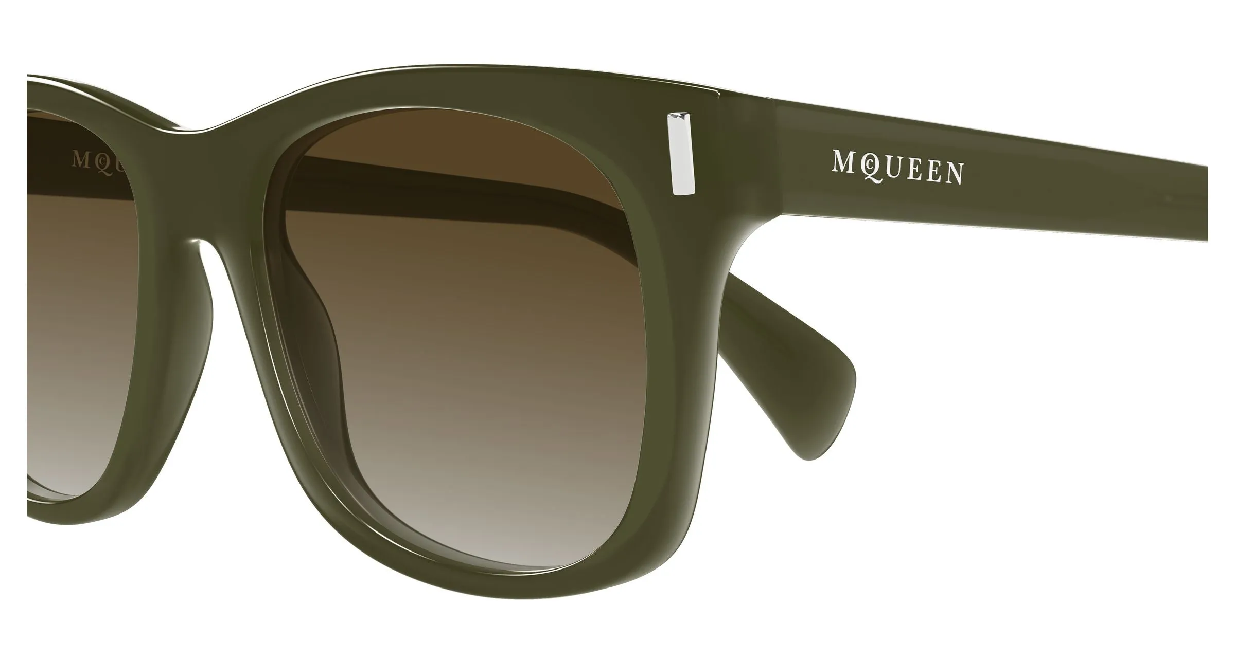Alexander McQueen AM0551S 003 Occhiali da sole Acetato Verde Marrone Squadrata - immagine 3