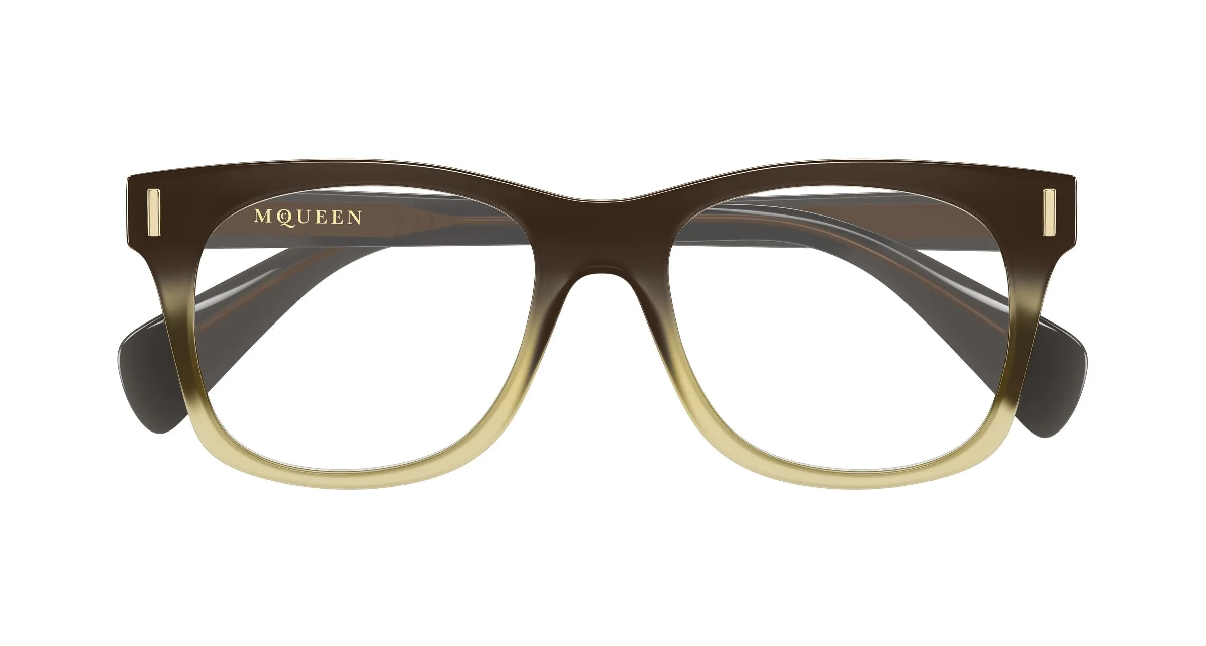 Alexander McQueen AM0551O 004 Montature da vista Acetato Marrone Trasparente Squadrata - immagine 2
